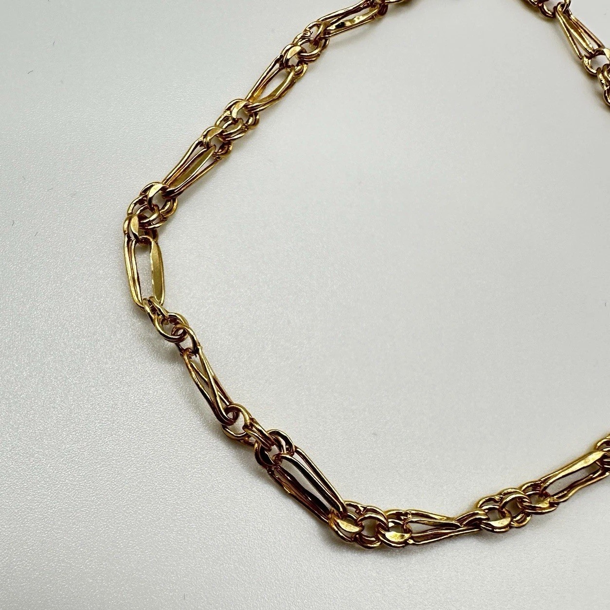 10K Solid Yellow Gold 7.5” Figaro Link Bracelet RL Peru 1.23g
