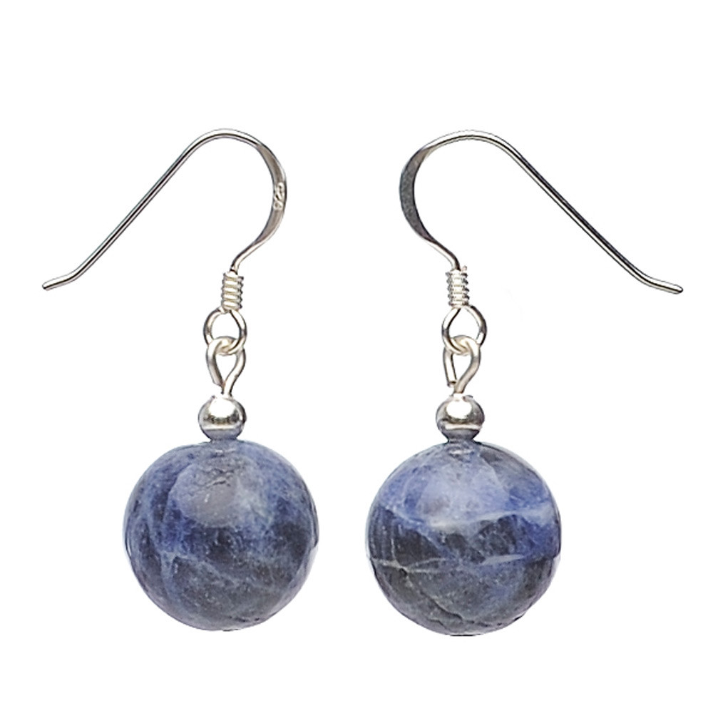 Genuine Sodalite, Violet Blue, Smooth, Earrings Earrings Women