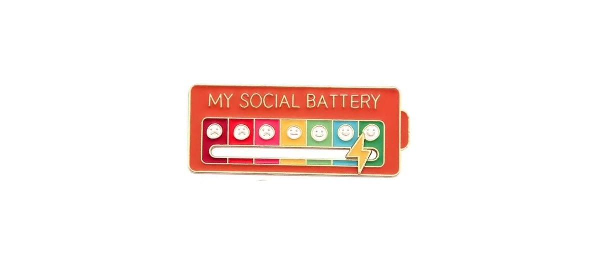 Sliding My Social Battery Enamel Mood Pin for Introverts Extroverts Mood Tracker