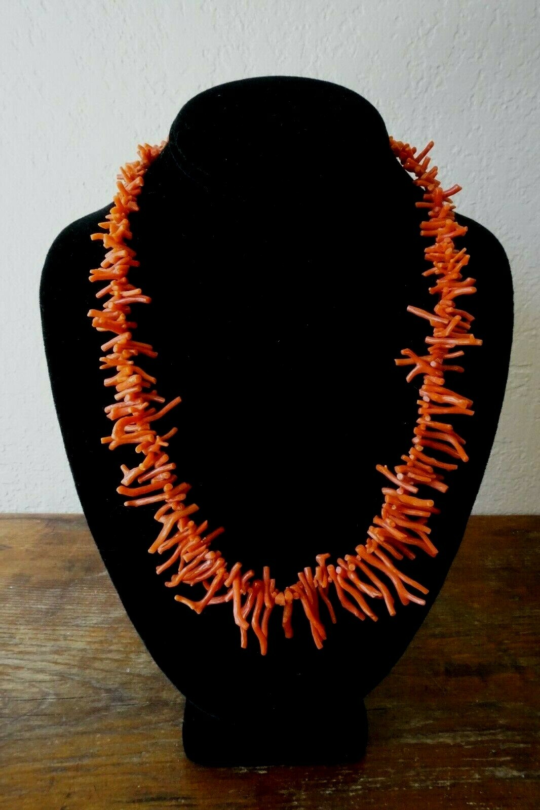 Vintage Antique Italian Salmon Coral Branch Necklace 45 grams