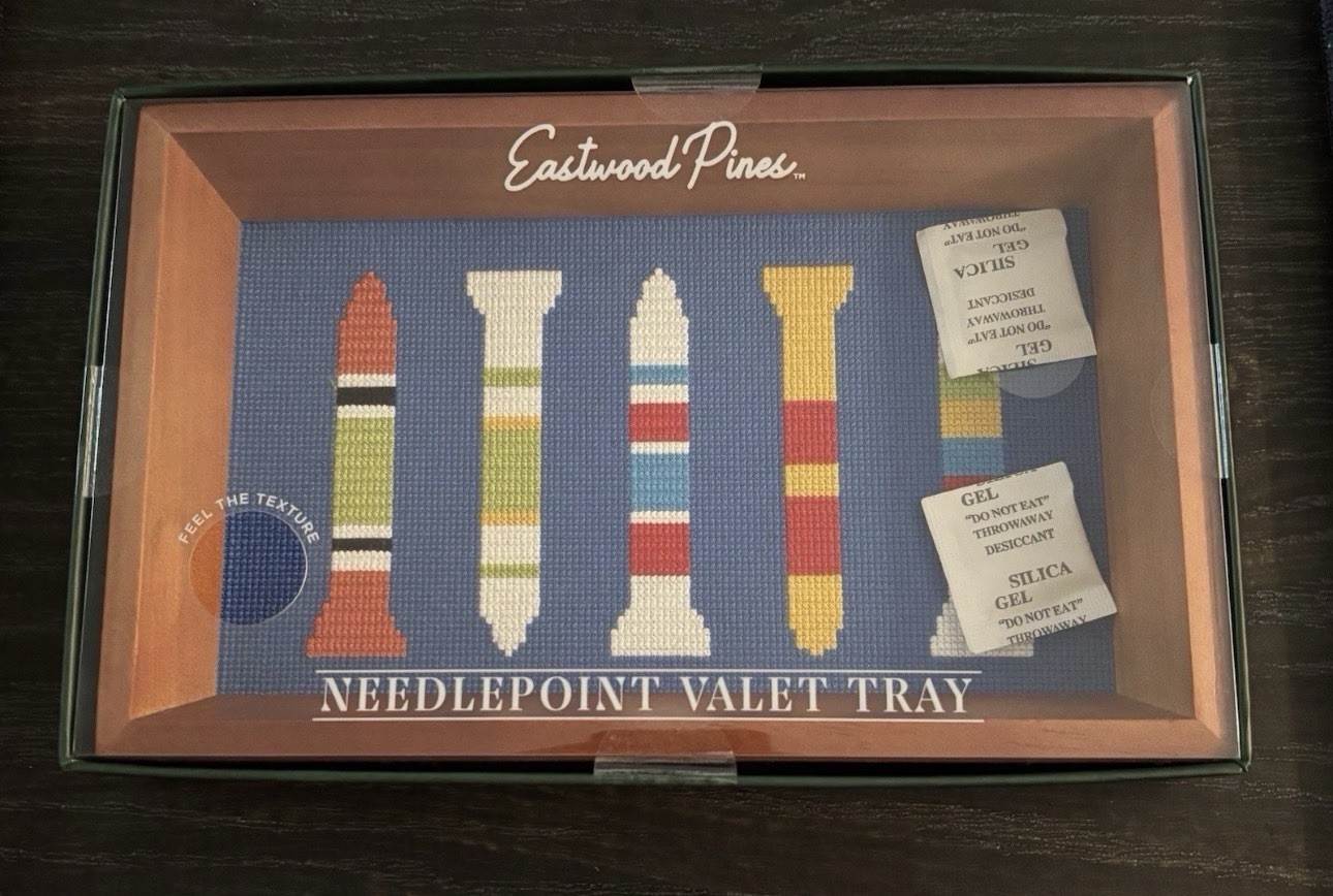 Needlepoint Valet Tray – Eastwood Pines – Golf Tees New