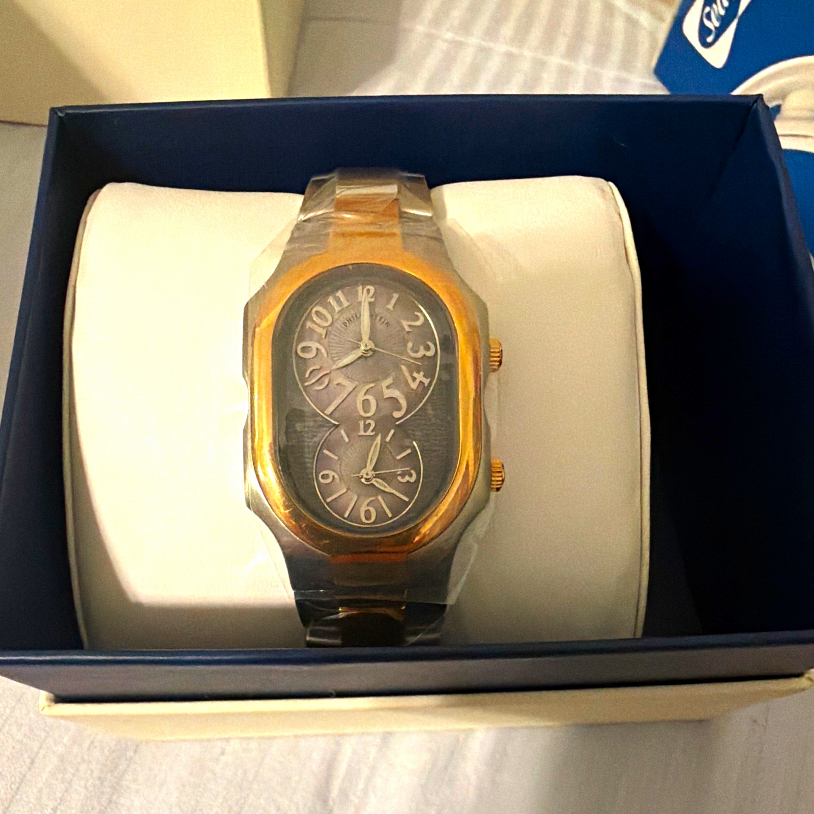 Philip Stein Signature Quartz Two-Tone SS Bracelet Gray Dial Arabic w/ Box