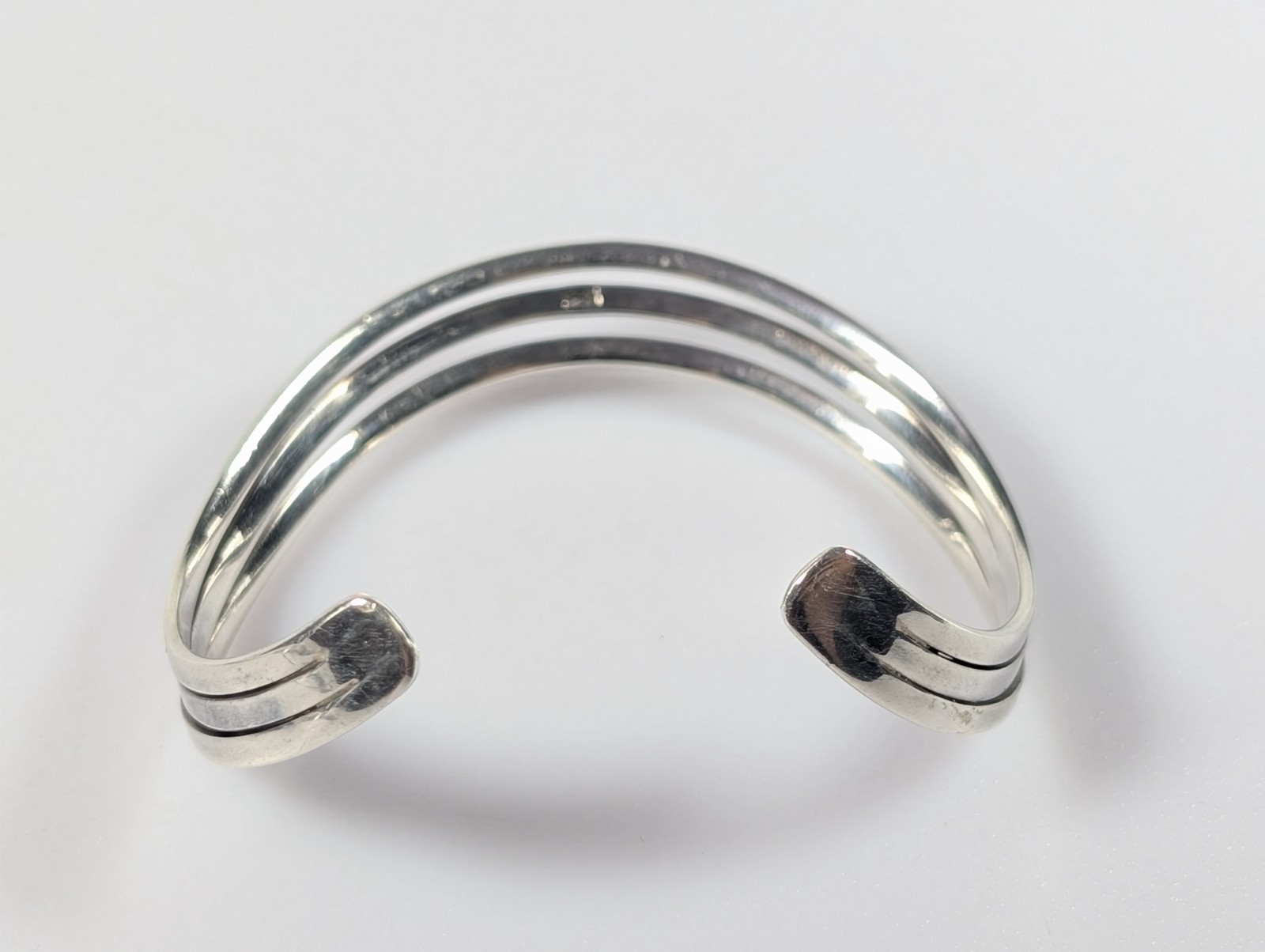 Vtg TAXCO REPRODUCTION Sterling Silver 925 MODERNIST Wavy Cuff Bracelet 6.5″