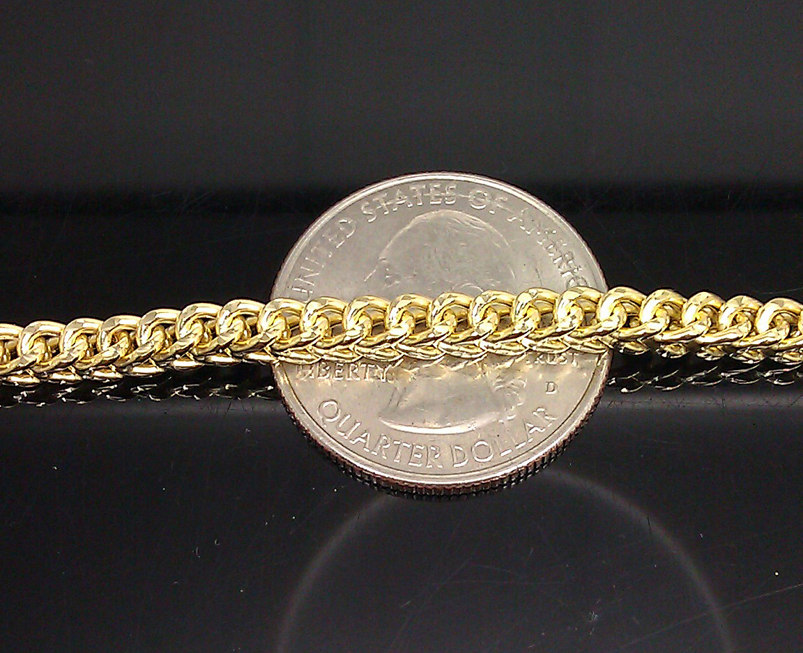 10k Yellow Gold Franco Bracelet 4mm 8″ Inch Men Women Rope Cuban Link Real gold