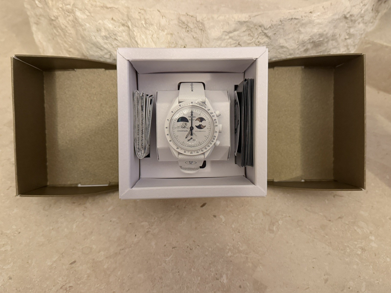 New OmegaxSwatch Moonswatch Mission to Earthphase Moonshine Gold @ Olympic Games