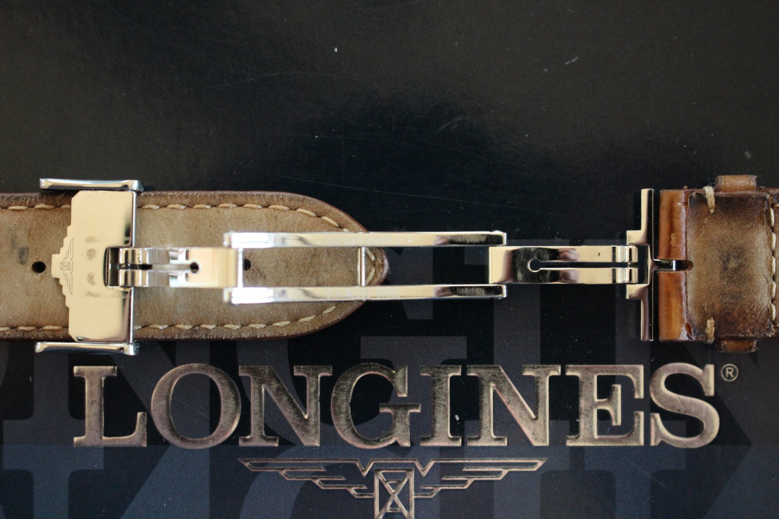 LONGINES 22MM HONEY TAN DEPLOYMENT SMOOTH CALF BUCKLE WATCH BAND WATCHBAND STRAP