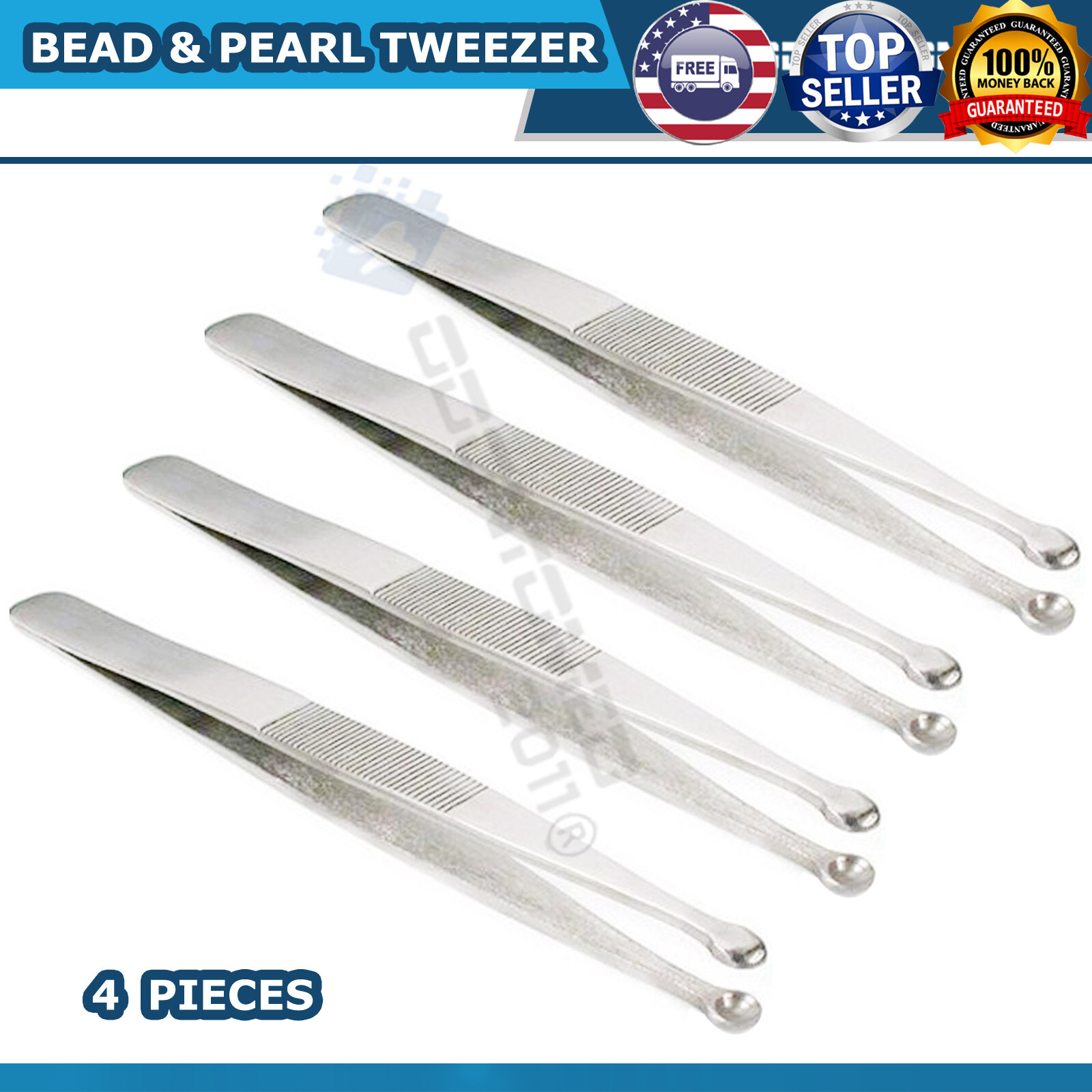 4 PROFESSIONAL JEWELRY BEAD AND PEARL HANDLING TWEEZER / CUP BEADING TWEEZER ODM