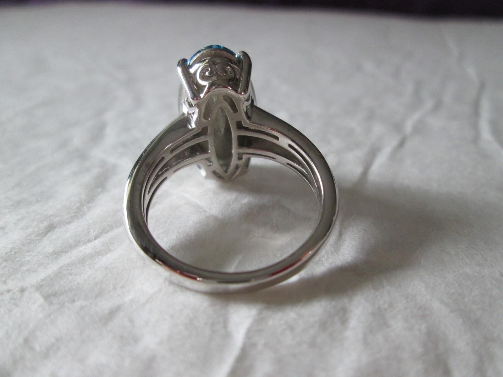 Aquamarine Crystal from Swarovski Platinum over Sterling Ring (Sz 7) 4.41 cts