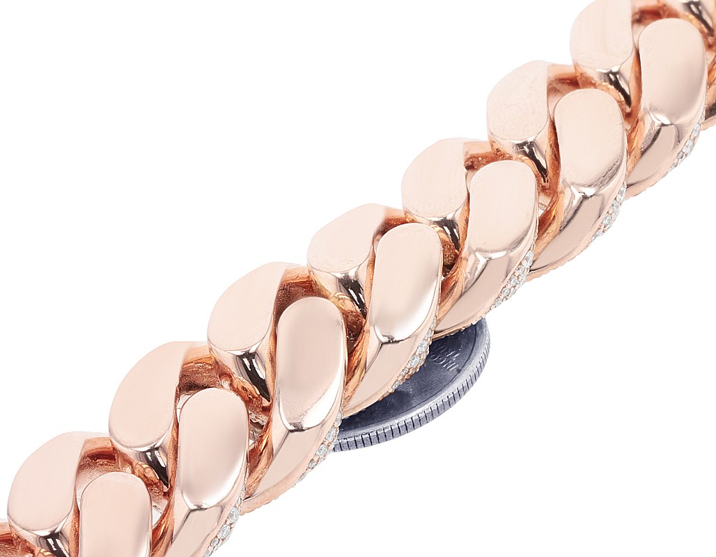 4 Row 79 4/5 CT Real Diamond Miami Cuban Link Necklace 21.5mm 22″ 10K Rose Gold