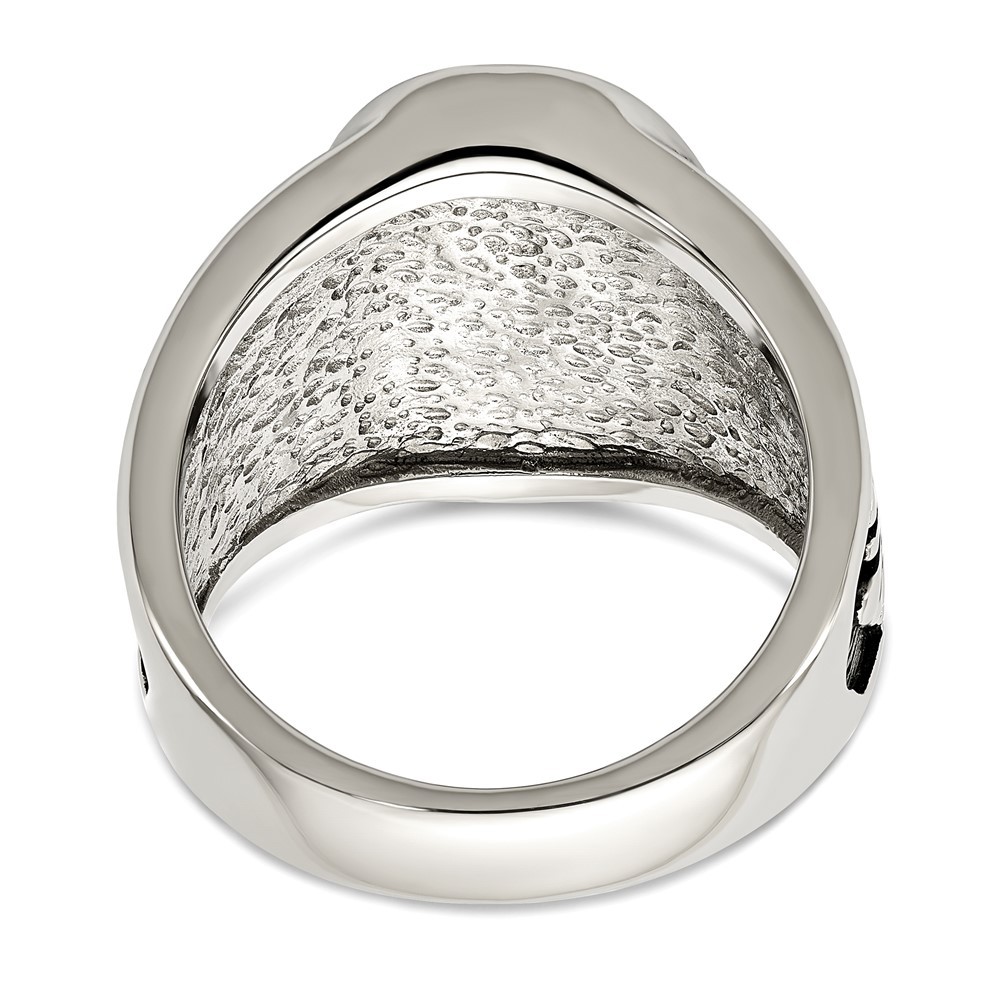 Stainless Steel Polished and Textured Enameled Eagle Ring Size 9 for Men’s