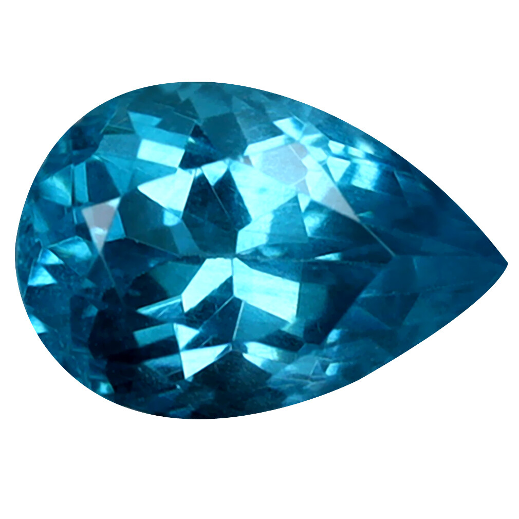 1.07 ct Very good Pear Cut (8 x 5 mm) Brazil Paraiba Blue Apatite Gemstone