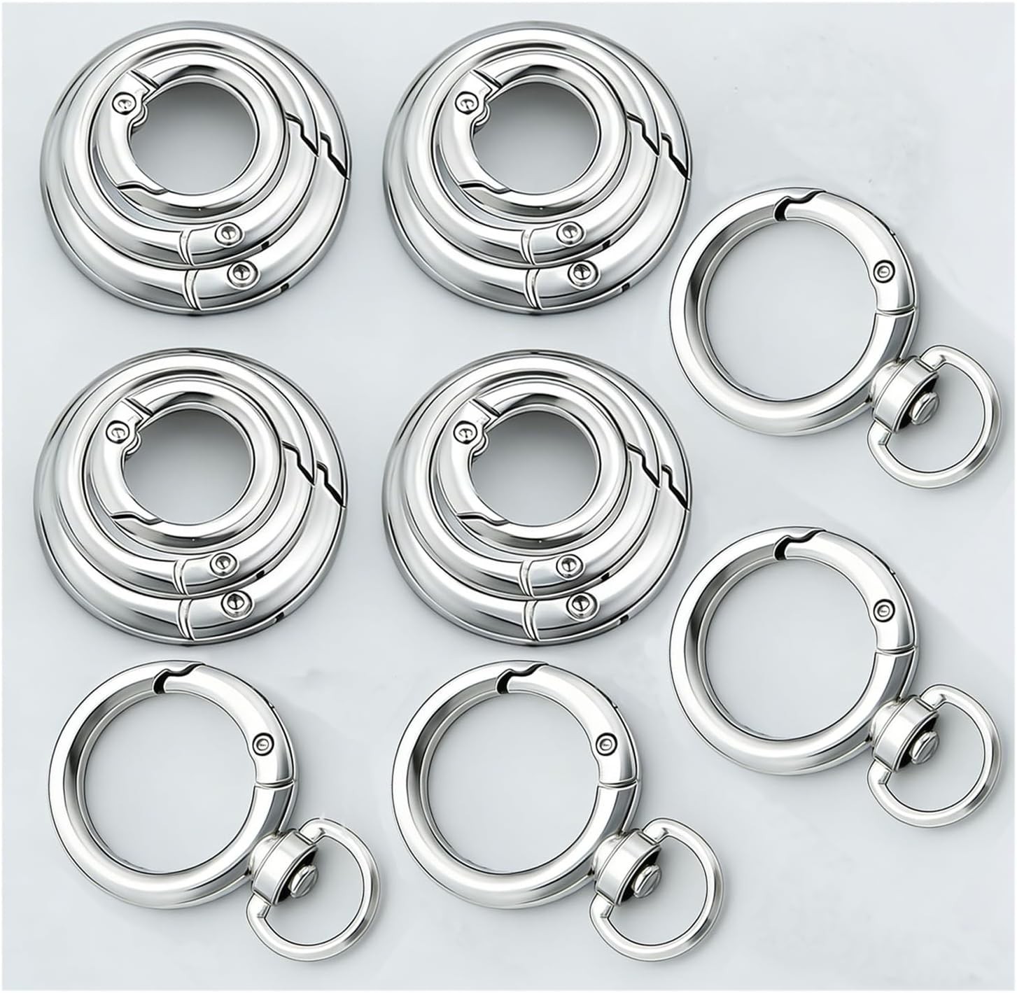 16PCS Metal Spring O Ring Set Assorted Sizes Silver Zinc Carabiner Keychain C…
