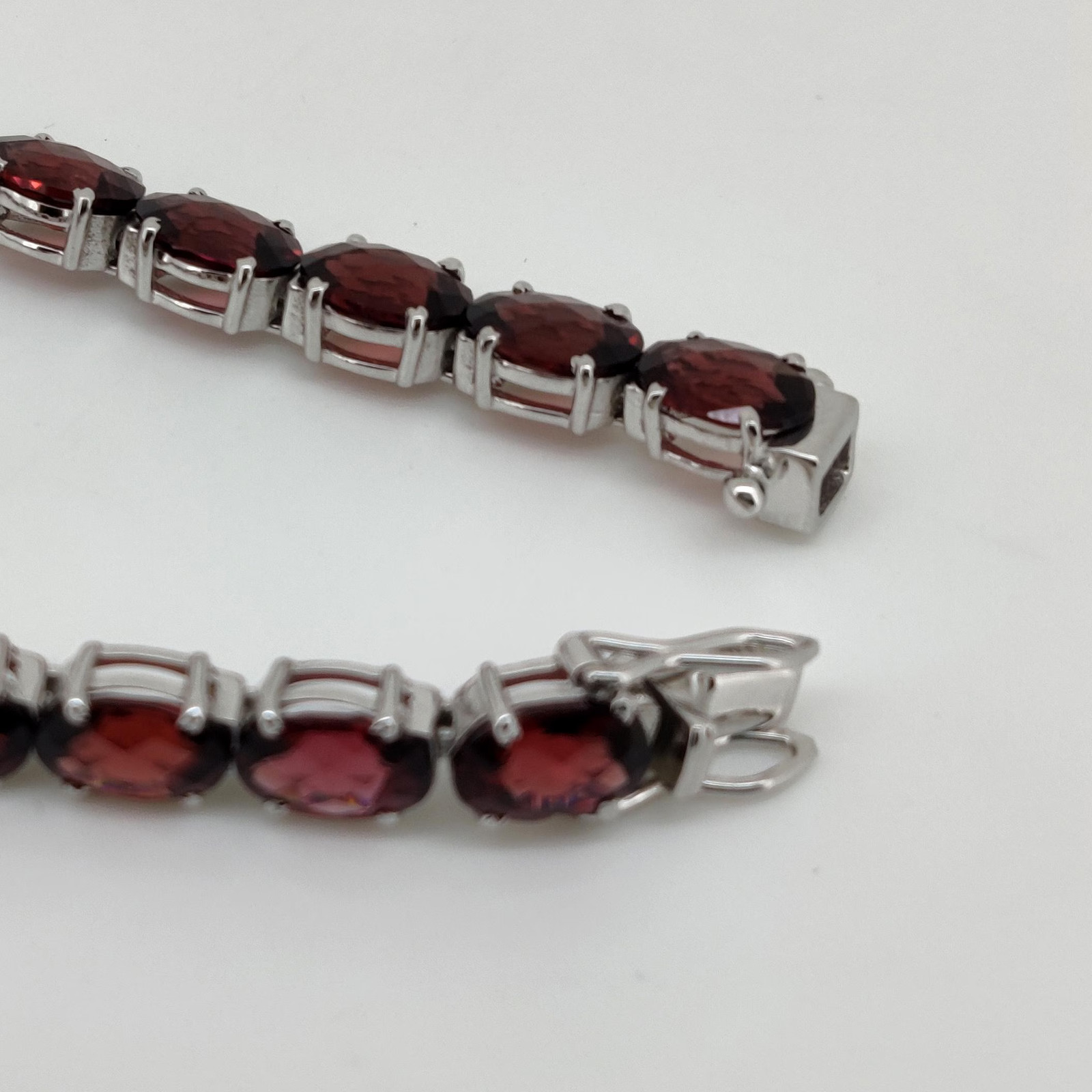 Garnet Tennis Bracelet Sterling Silver January Birthstone Oval Gemstone Jewelry