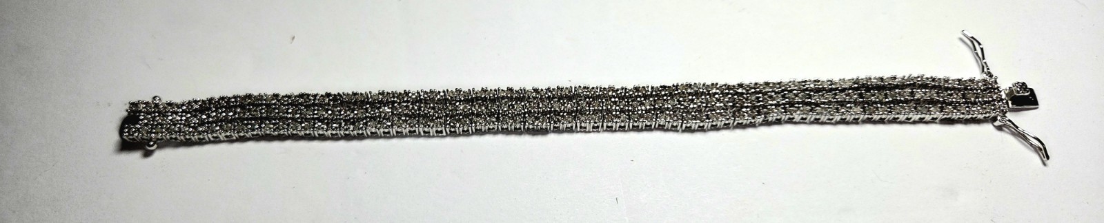 Signed FED 925 Sterling Silver 3-Row Tennis Bracelet CZ Triple Strand 7.5″
