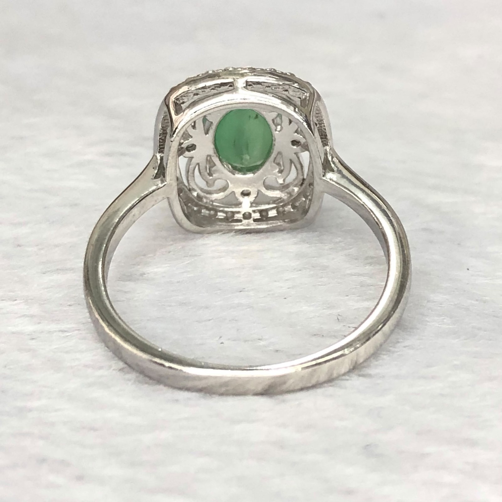 Natural Emerald Gemstone 925 Sterling Silver Ring Oval Top Rich Green 6.5