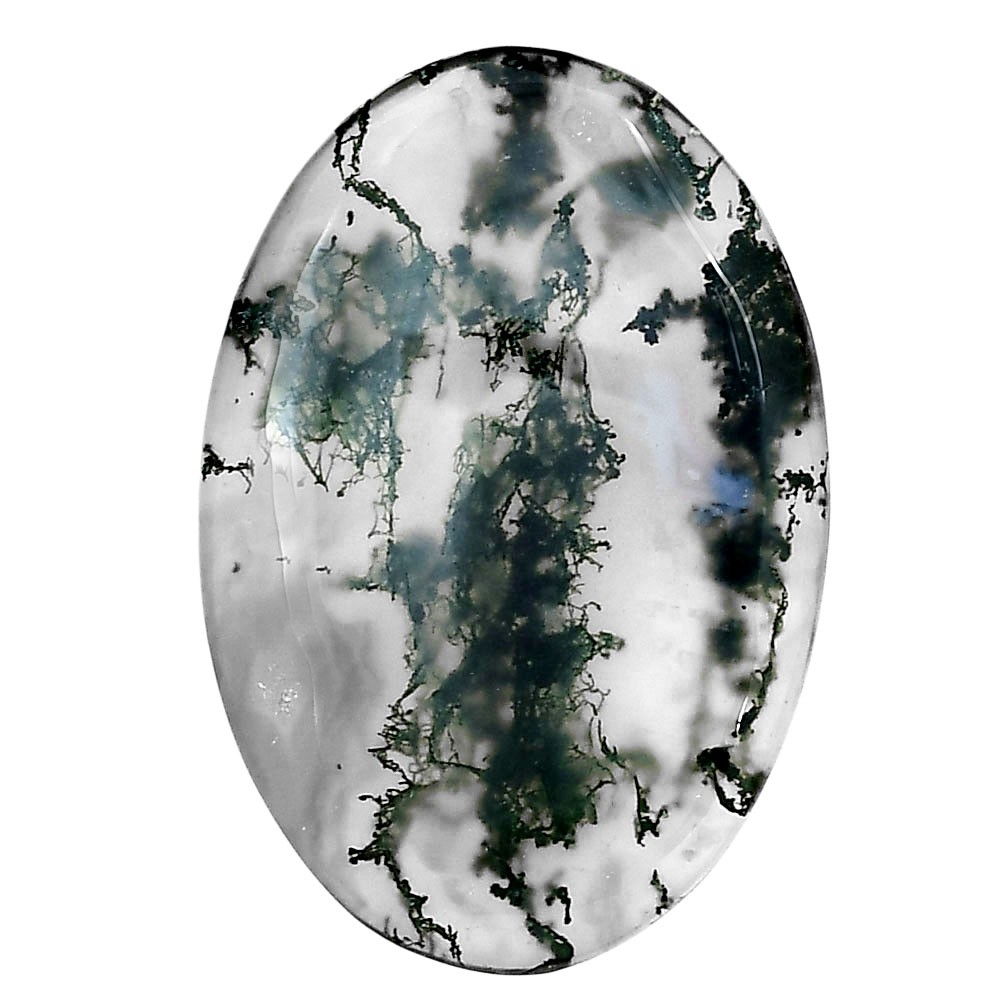 Natural Green Moss Agate 37.8×25.6×5 mm Oval Shape Polished Gemstone LS02047-31
