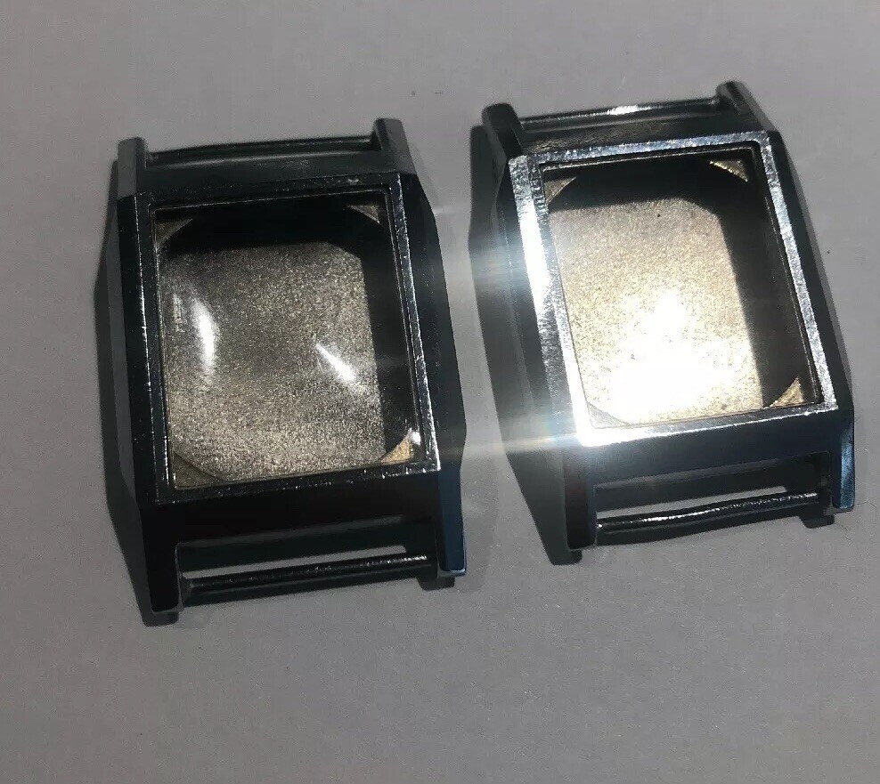 2 White NOS Fond Acier Inoxydable Tank Style Mens Vintage Watch Case & Crystal
