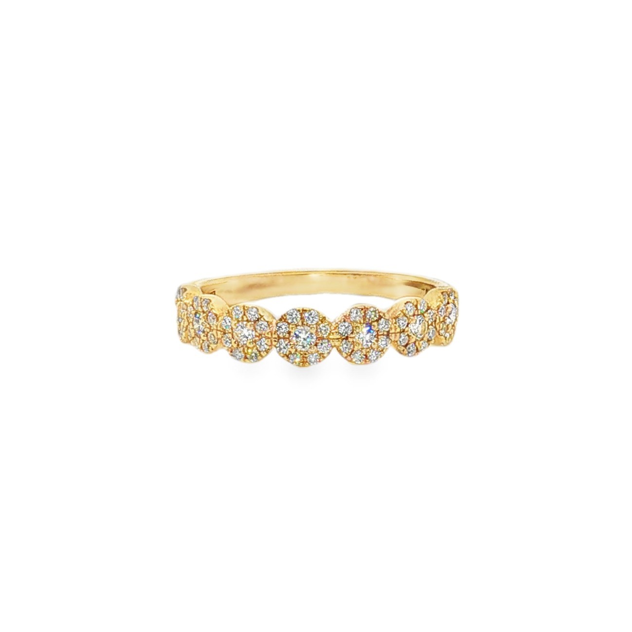 Vintage 14KY A. Jaffe Multi-Flower Band w/ Diamonds 0.46 cttw – Size 6.75