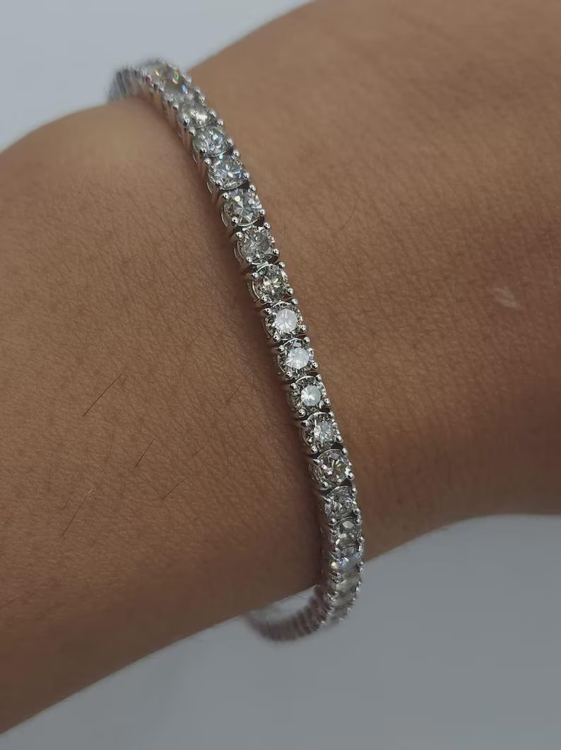 Round Cut Natural Diamond For a Stylish Tennis Bracelet In 14k Real White Gold