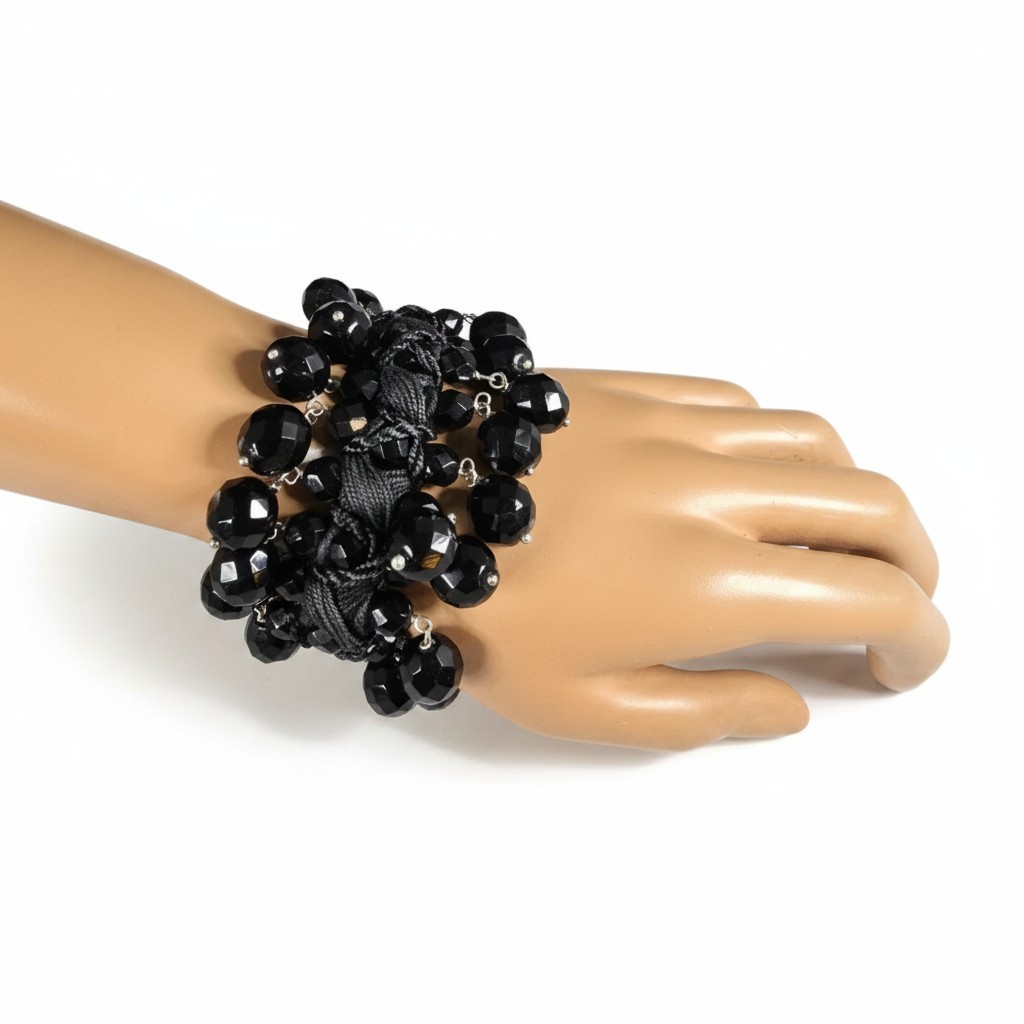Sequin Women’s Statement Black Beaded Weaved Bracelet NWT