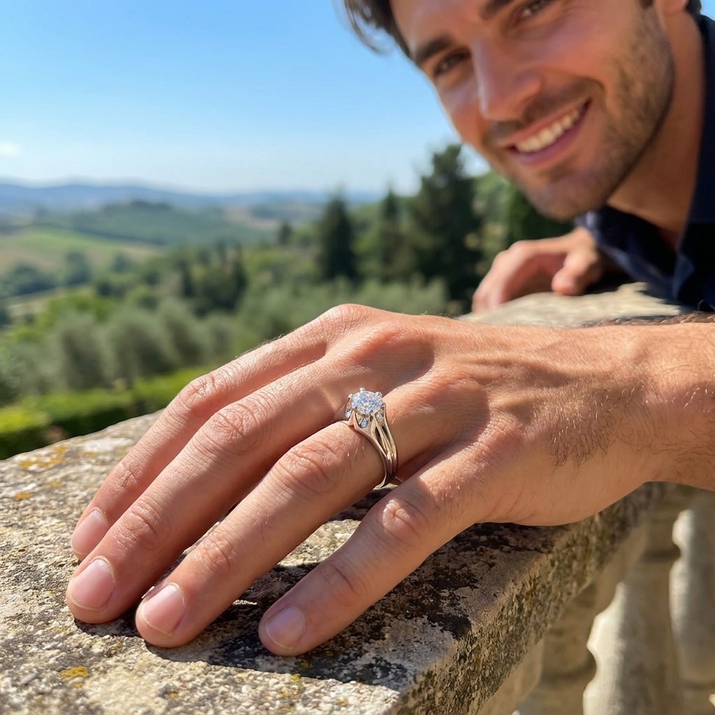 David Ring with Moissanite Round 1ct D, S925