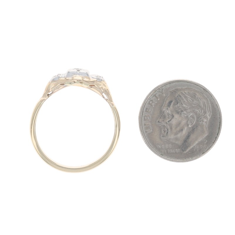 Yellow Gold Diamond Art Deco Ring – 14k European Vintage