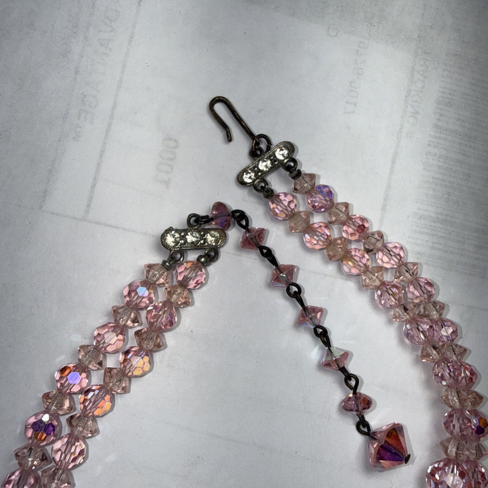Necklace Bracelet Earrings Set Pink AB Crystal Vintage Marriage?