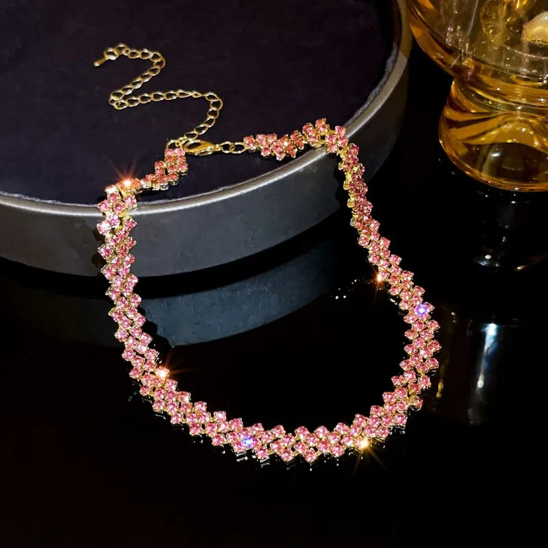 Rhinestone Collar Necklace Full Crystal Geometric 35+5cm Women Jewelry