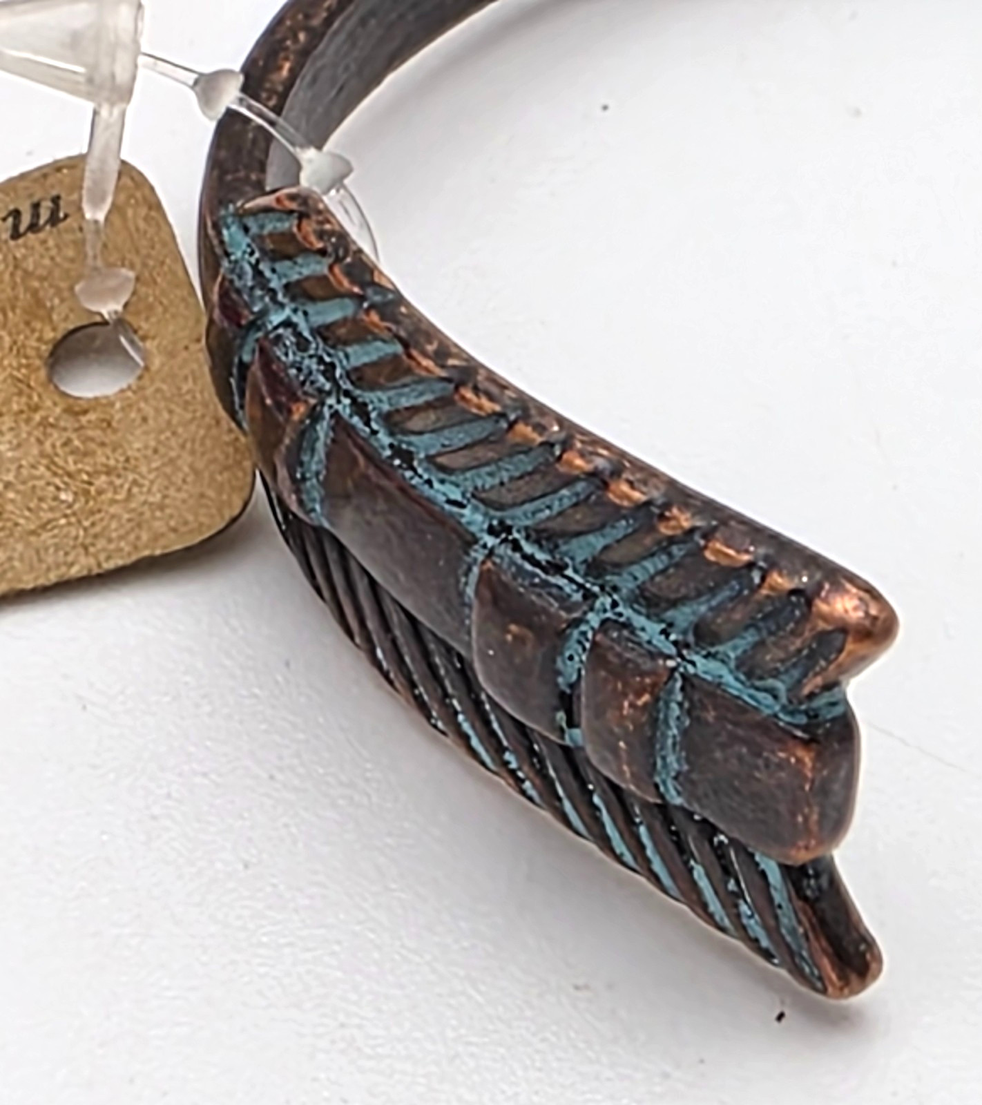 Lucky You Copper Feather Arrow Open Cuff Bracelet 7.25 In Adjustable 13.8mm Wide