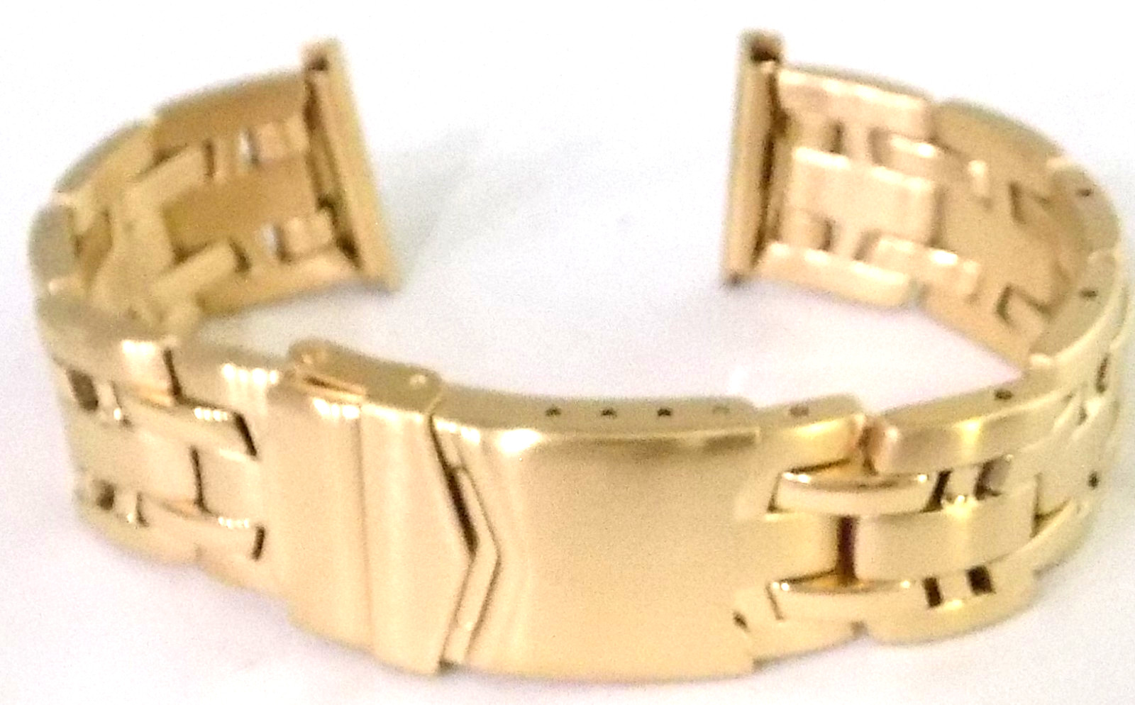 6 3/4″ 173mm Long New 22mm Gold Tone Bracelet Watch Band Trifold Security Clasp