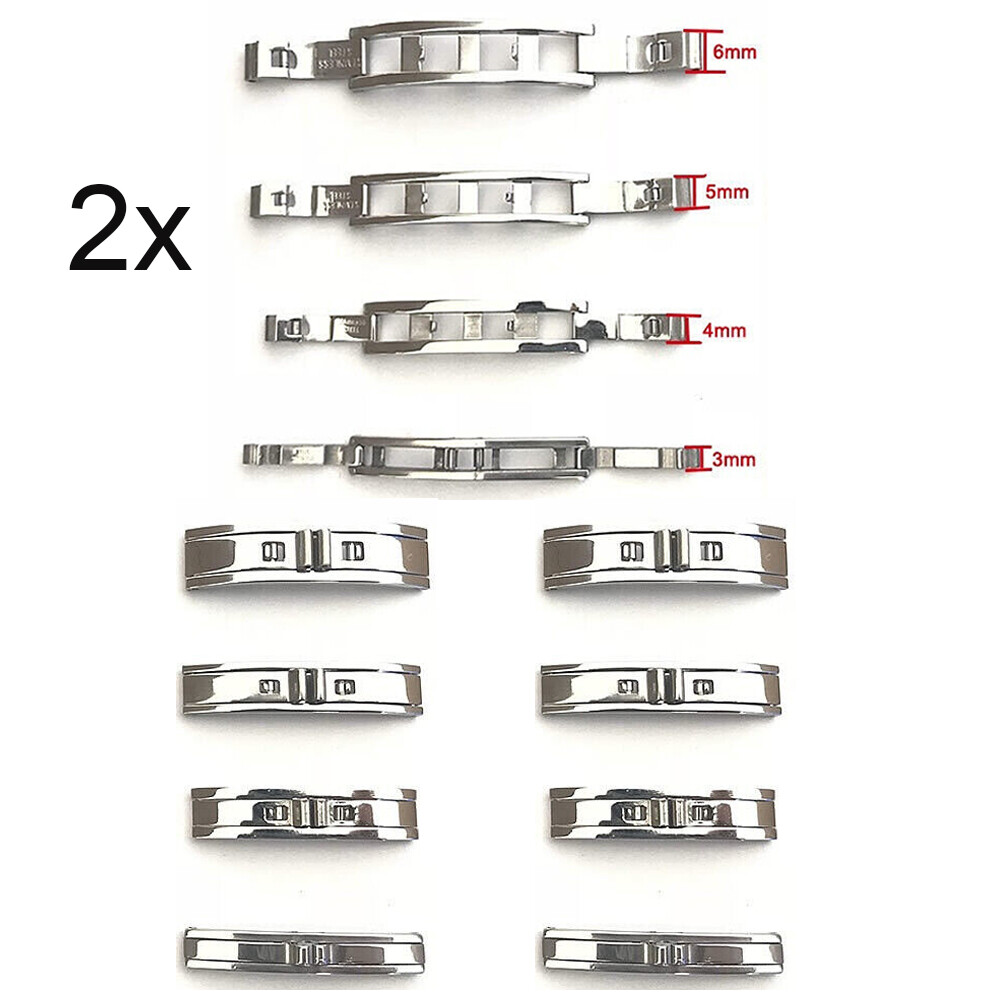 2PCS 3-6mm Stainless Steel Watch Buckle 5mm Double Pull Folding Butterfly Clasp