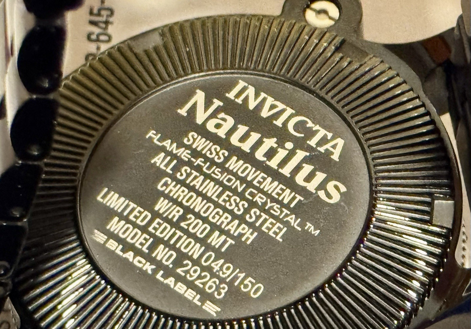 Invicta Nautilus 29263 Black Label Chronograph Ltd Ed 049/150 200M Box