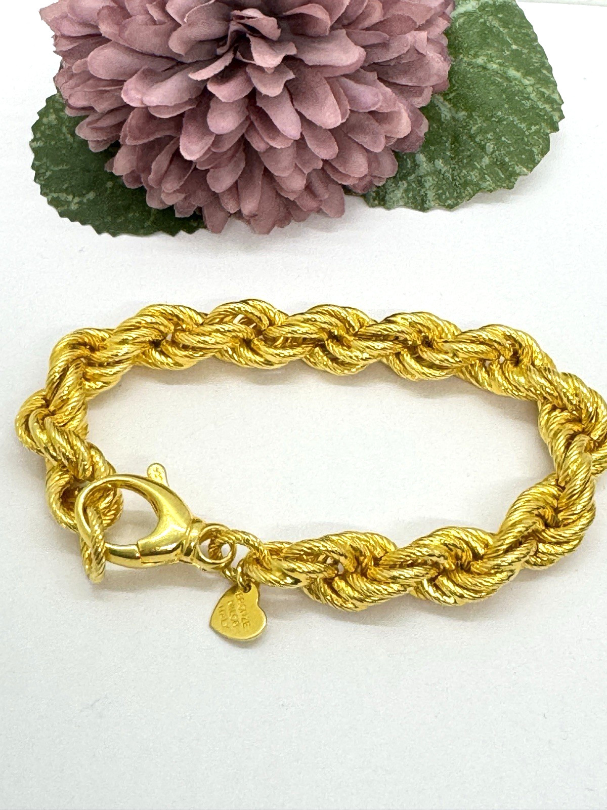 Milor Twisted Gold Rope Chain Bracelet 8″ Gold Plated Bronze 10.8mm Italy