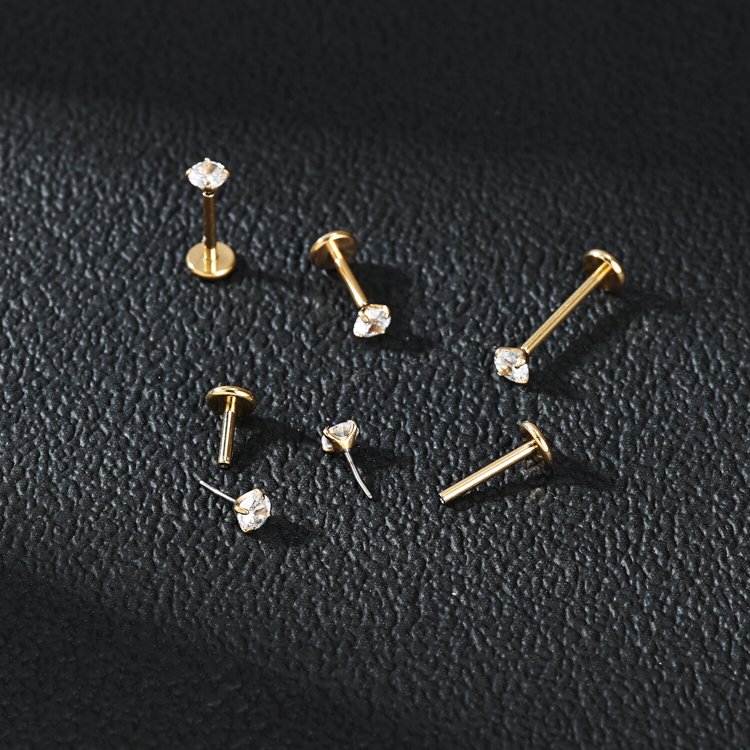16G/18G/20G Titanium Lip Studs CZ Cartilage Earring Push in Labret Lip Piercing