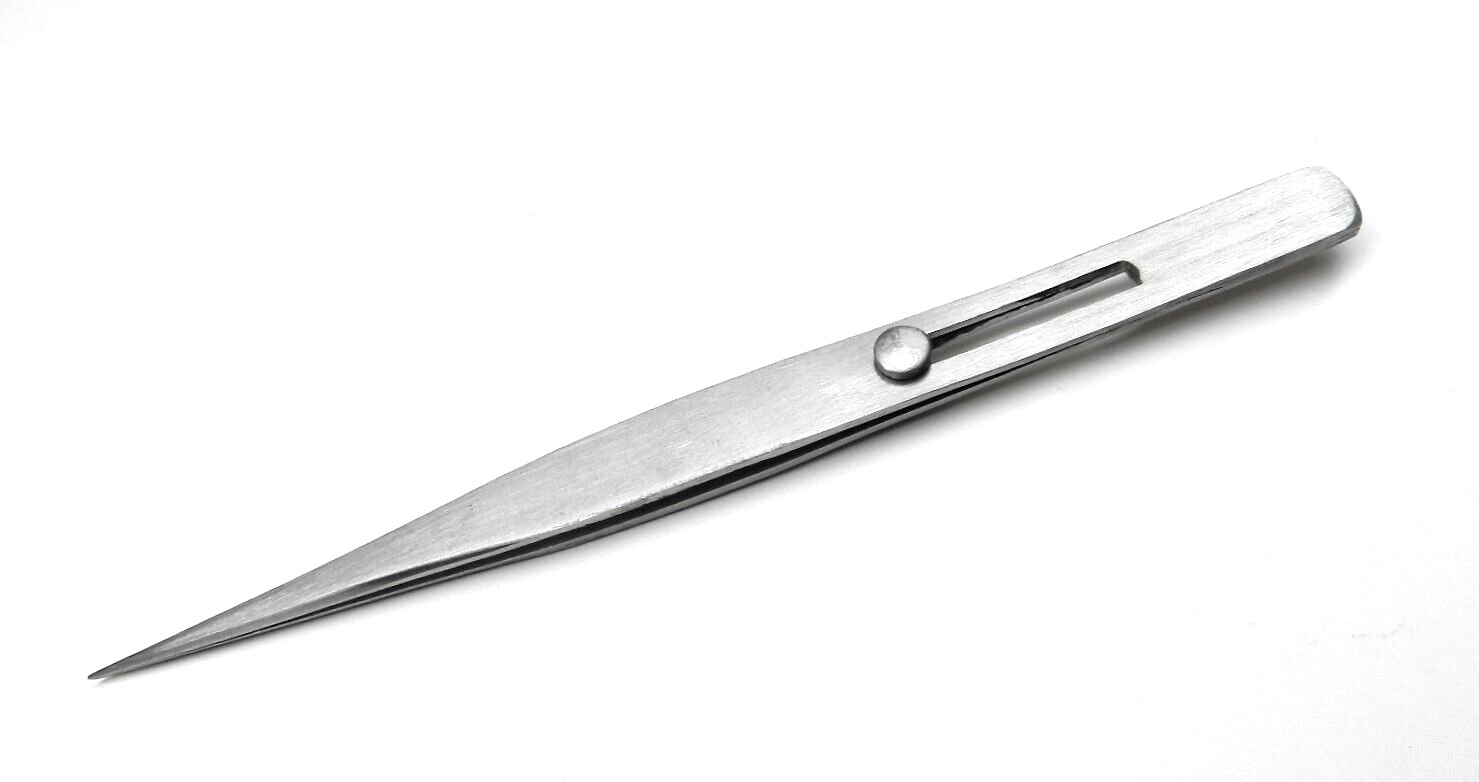 Slide Locking Tweezers Button Lock – Parts Holding Forceps 6″ Stainless Steel