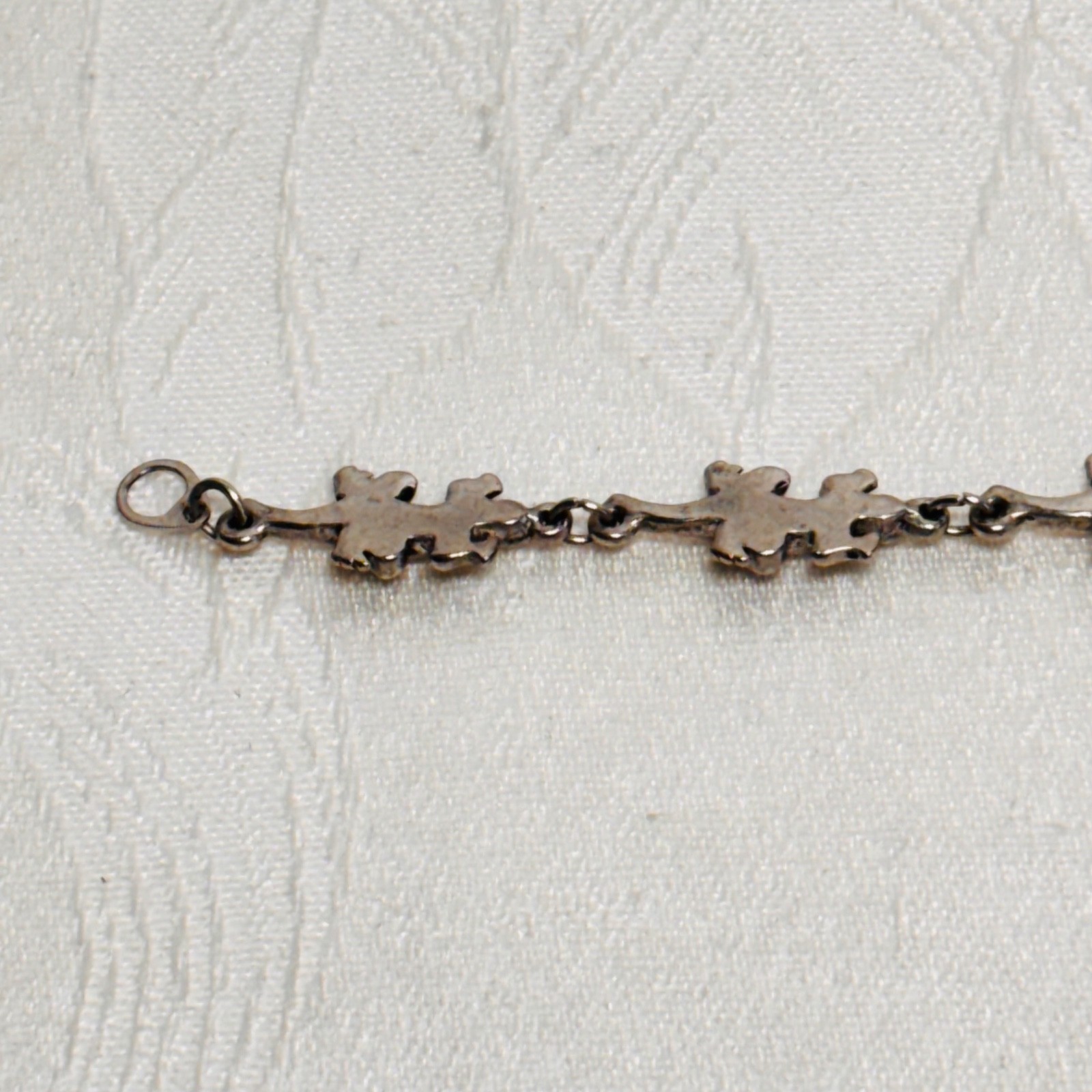 BRACELET lizard gecko silvertone metal links fold over clasp vintage 7 1/4″ c