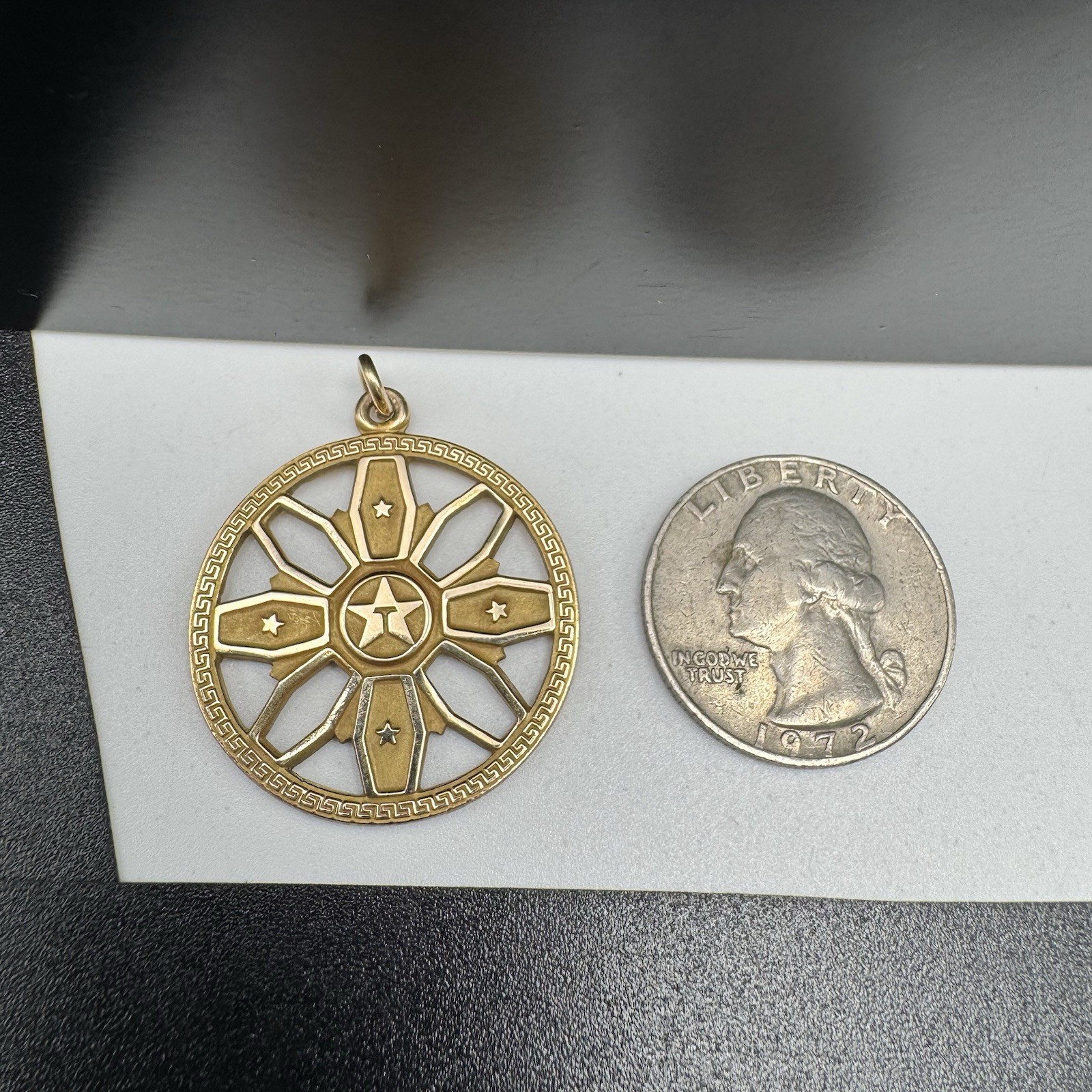 LGB 1/5 10K gold filled TEXACO Pendant Or Charm Gas & Oil 7.1 Gram 1.25” X 1.25”
