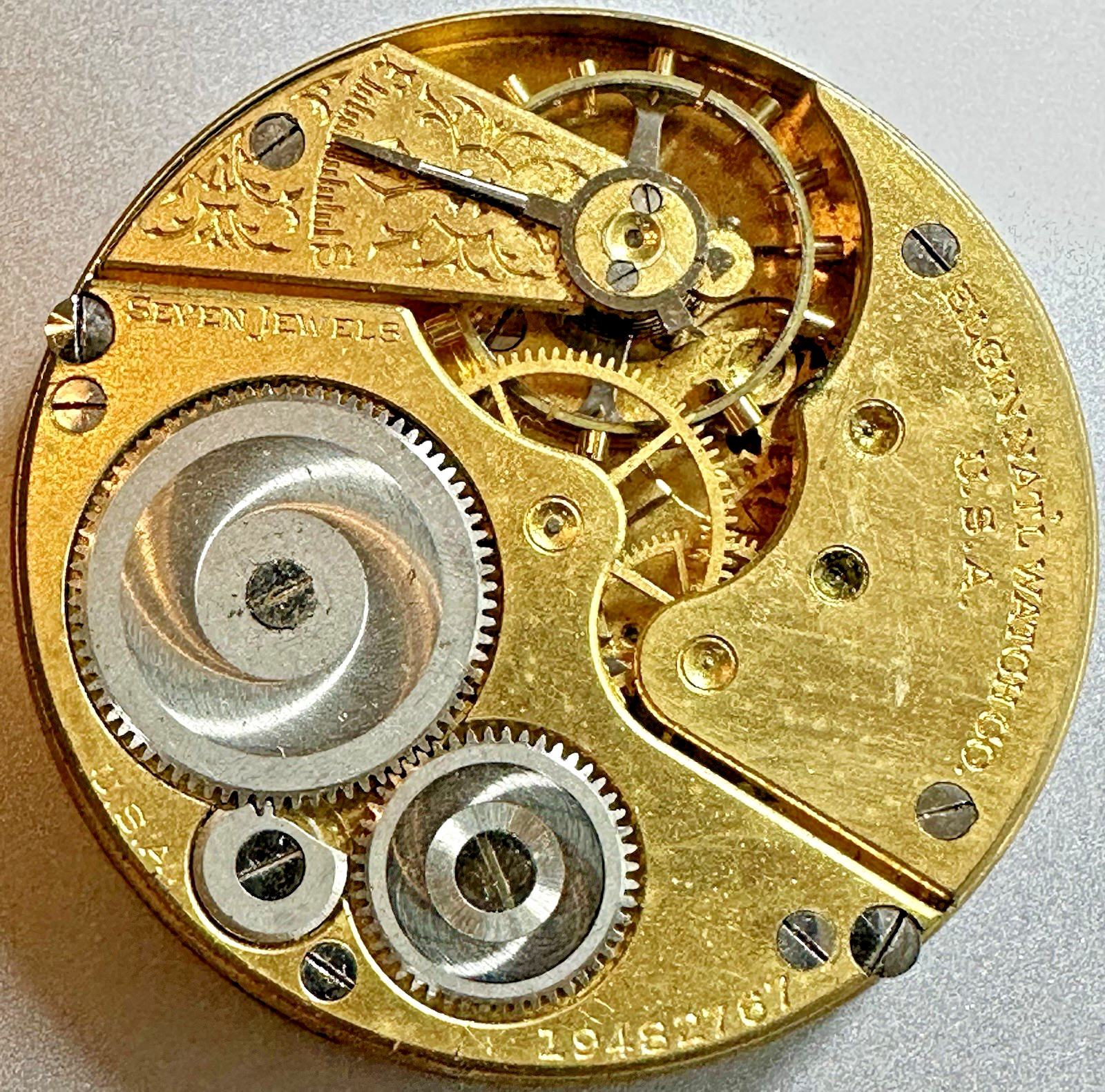* 16 Size ELGIN 7J Gr 292 M 6 HC PS Pocket Watch Movement To Fix N15