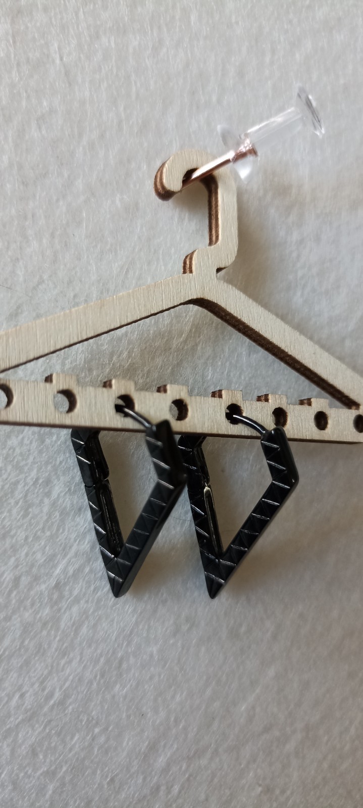 Hypoallergenic Black Triangle Geometric Surgical Steel Dangle Earrings
