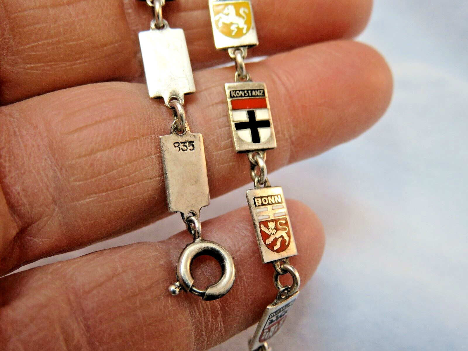 Sterling (835) Coat of Arms Bracelet For Germany Towns (1263)