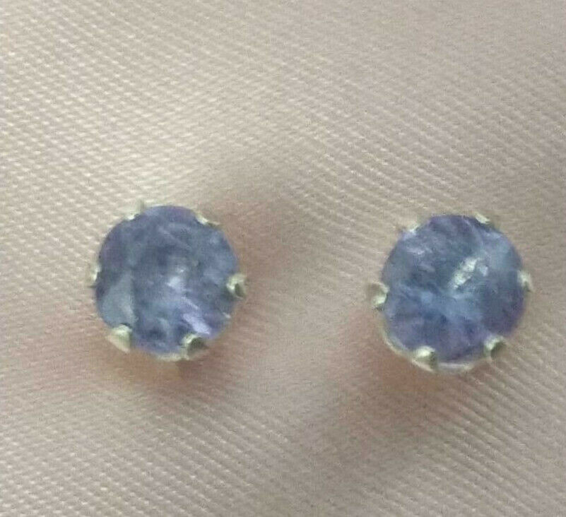 5.5mm TANZANITE PETITE ROUND STUDS -SET IN .925 STERLING SILVER- over 1.25ctw