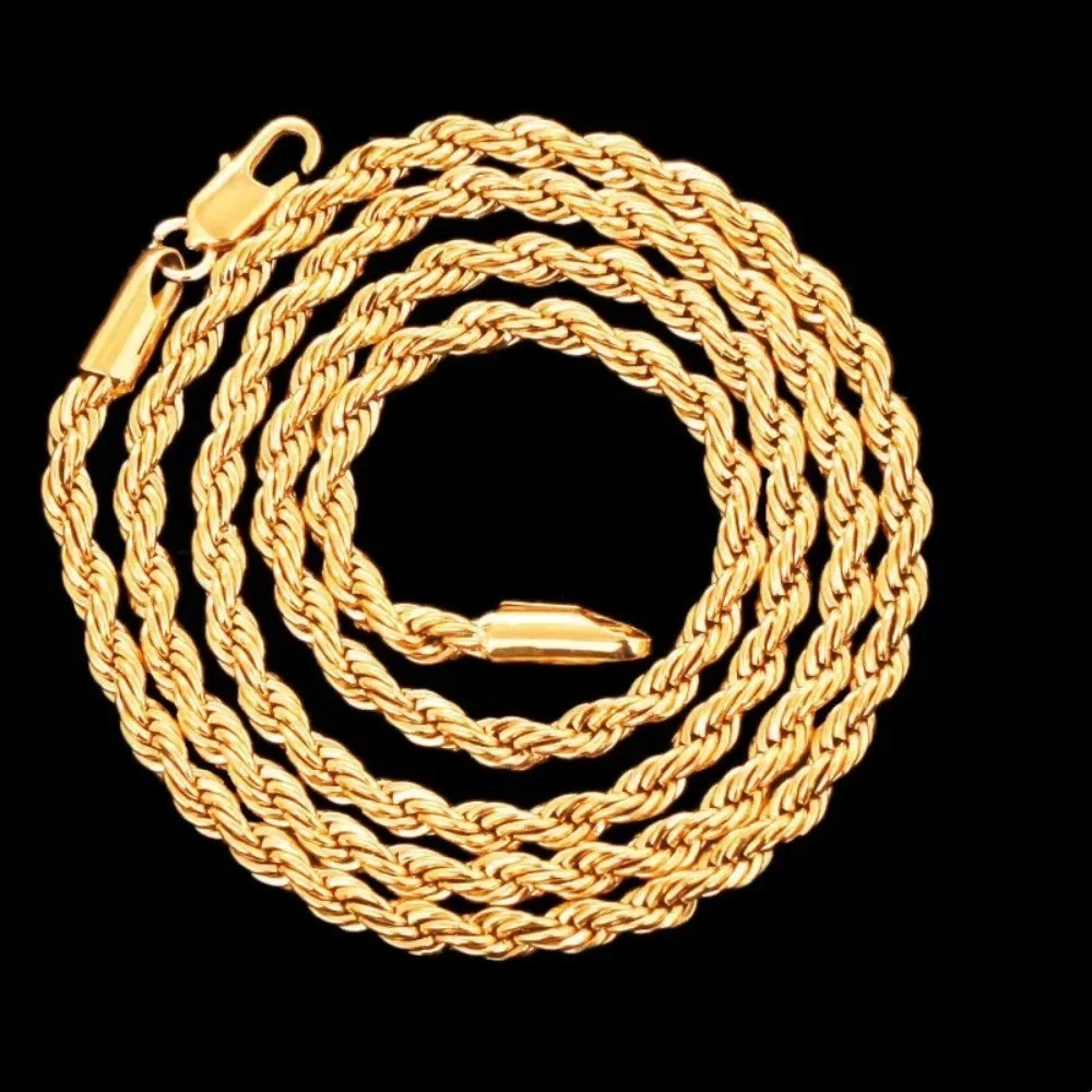 18K Gold Filled Italy Rope Necklace Heavy Solid Chain 2mm 3mm 4mm 5mm 6mm
