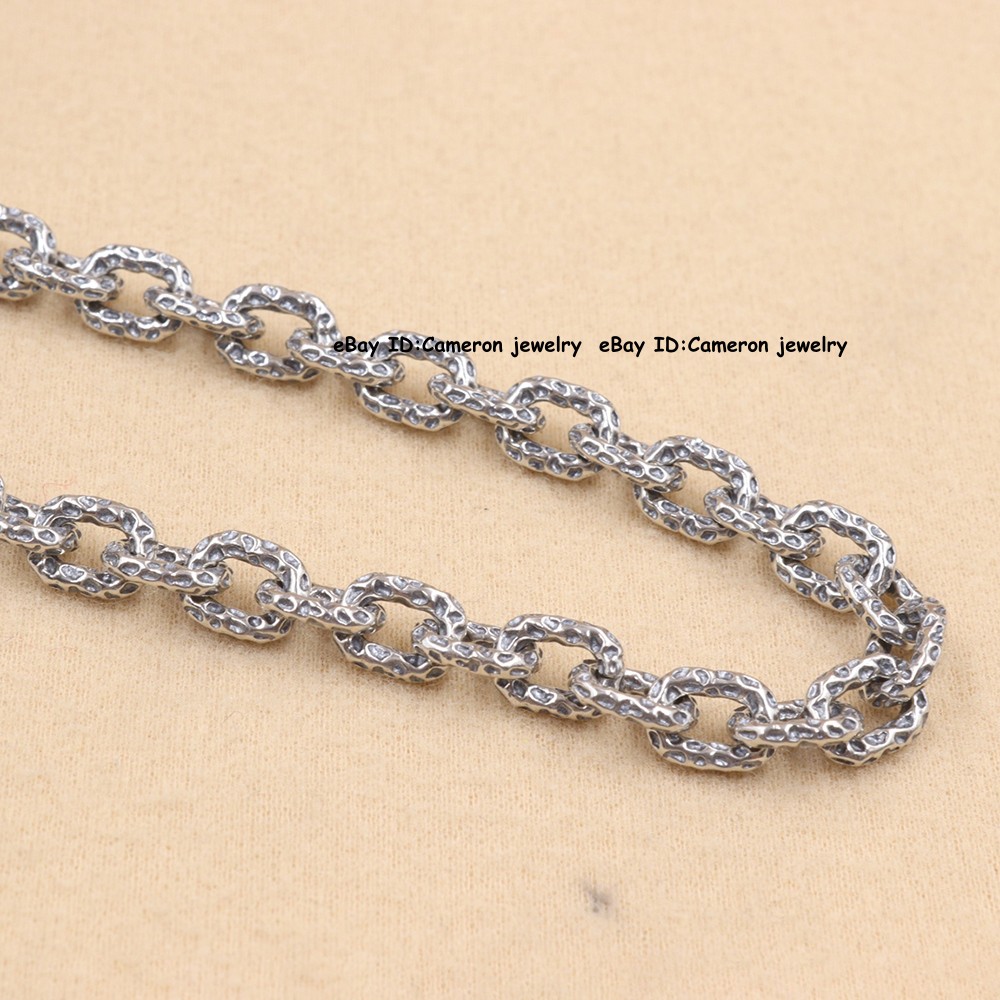 Pure 925 Sterling Silver Textured Paperclip Square O Chain Necklace 44G 22inch