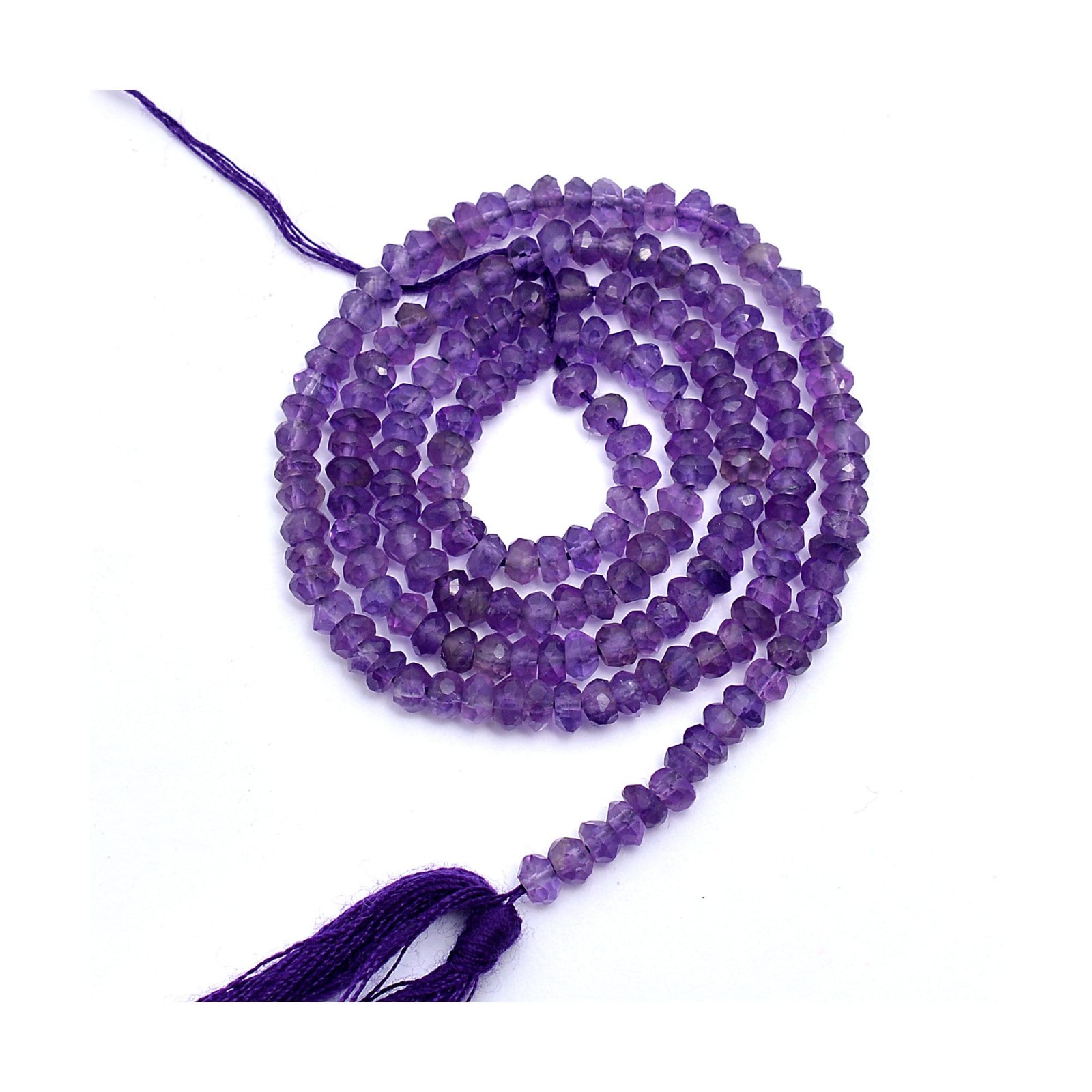 Natural Amethyst Faceted Rondelle Beads, 3mm To 3.50mm Gemstone Loose Beads