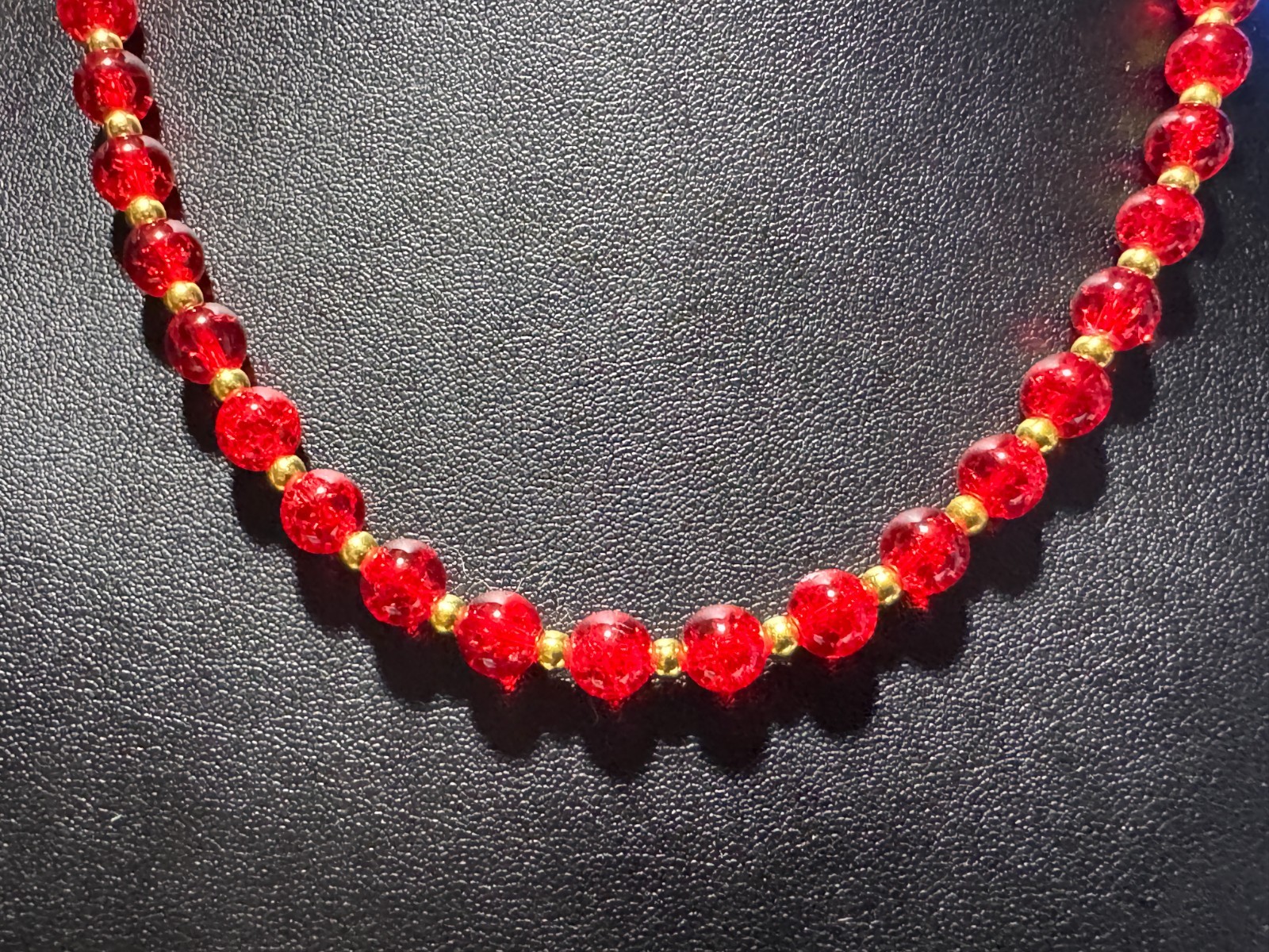 Tennis Necklace, Bracelet, Purple or Red 8mm Round Crystal Glass Beads 16.5″ +