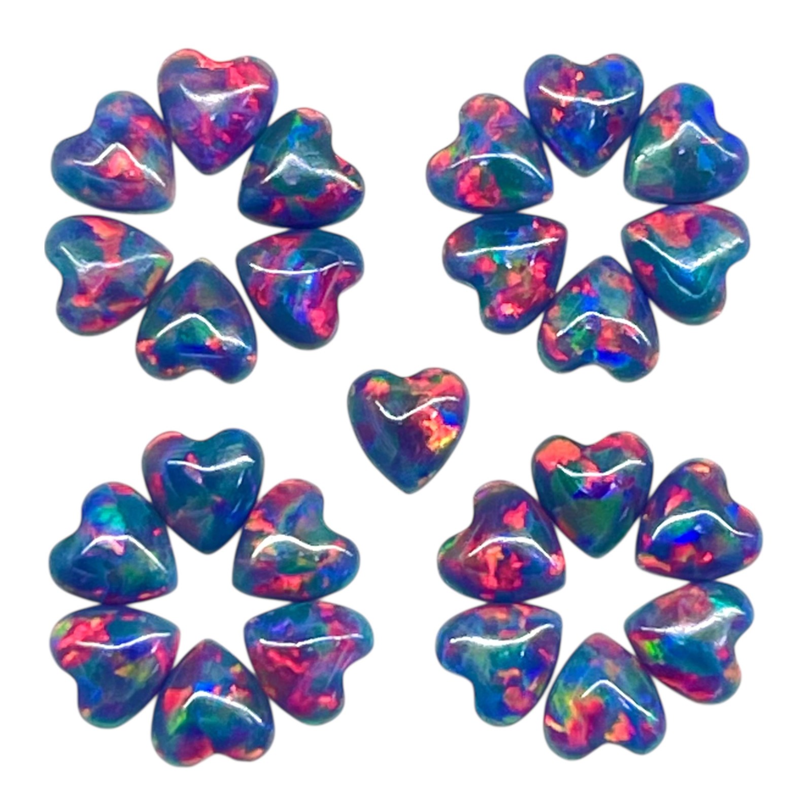 16 Pcs Black Australian Opal 3mm Heart Cabochon AAA Quality LabCreated Gemstones