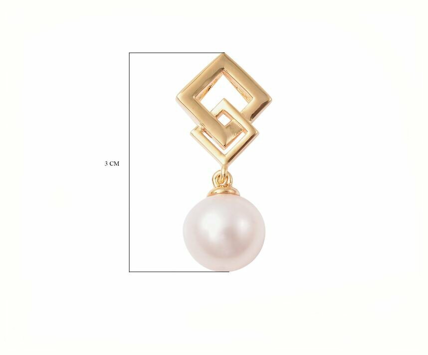 Wedding/Anytime White Edison Pearl Gold-Plated 925 Silver Double-Square Pendant