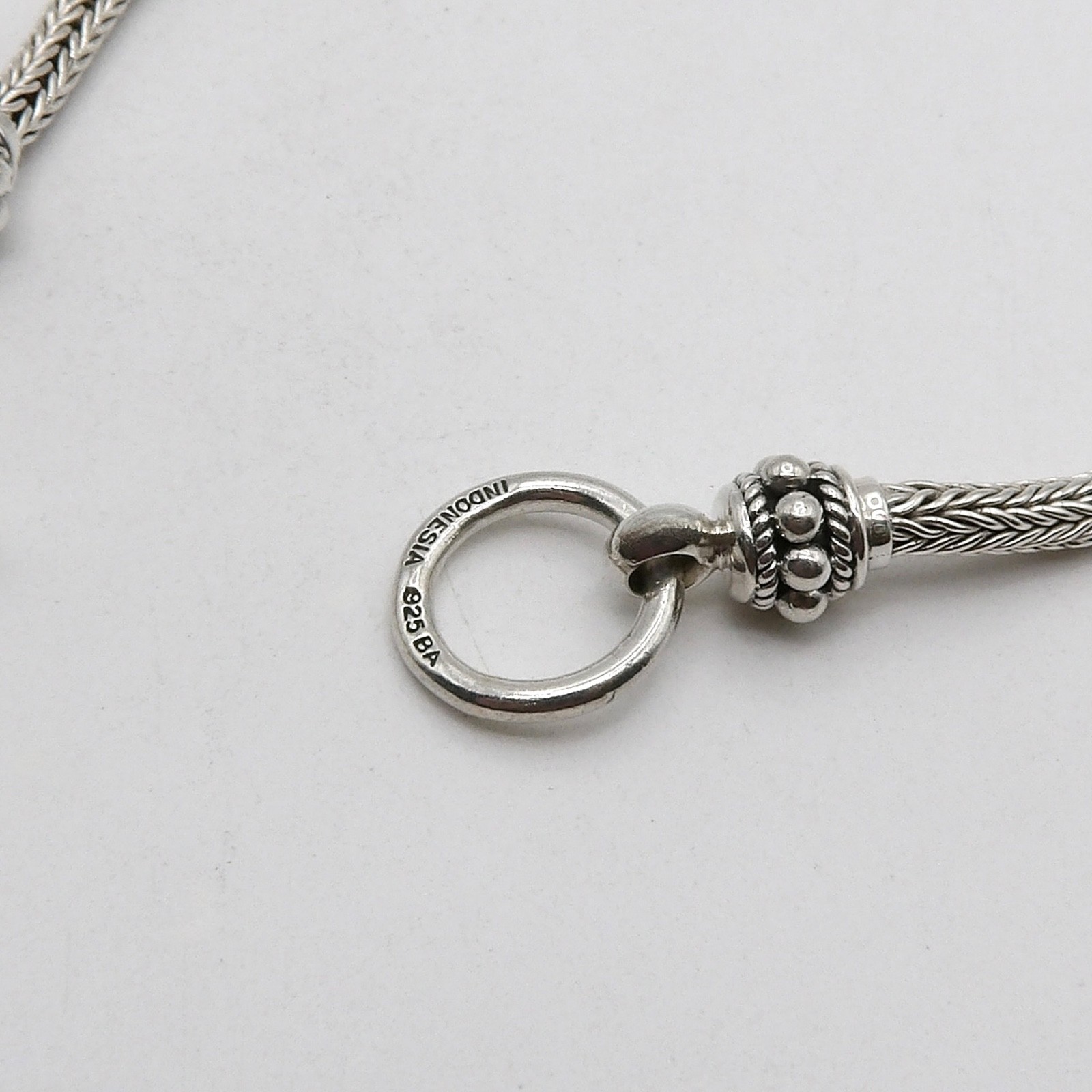Sterling Silver Bali Round Wheat Link Chain Toggle Necklace 18in 4mm