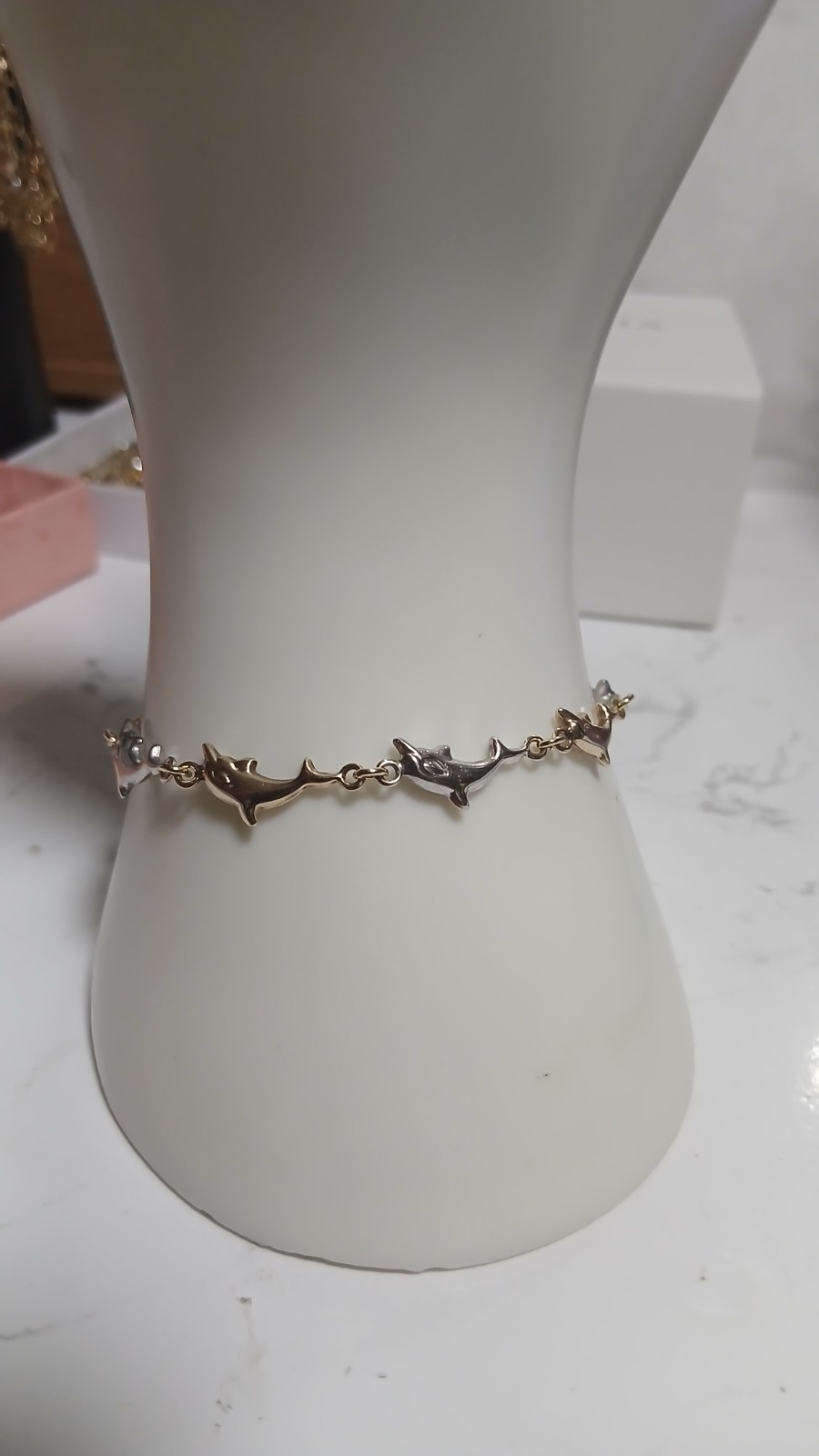 9ct Yellow and white Gold dolphins Bracelet.