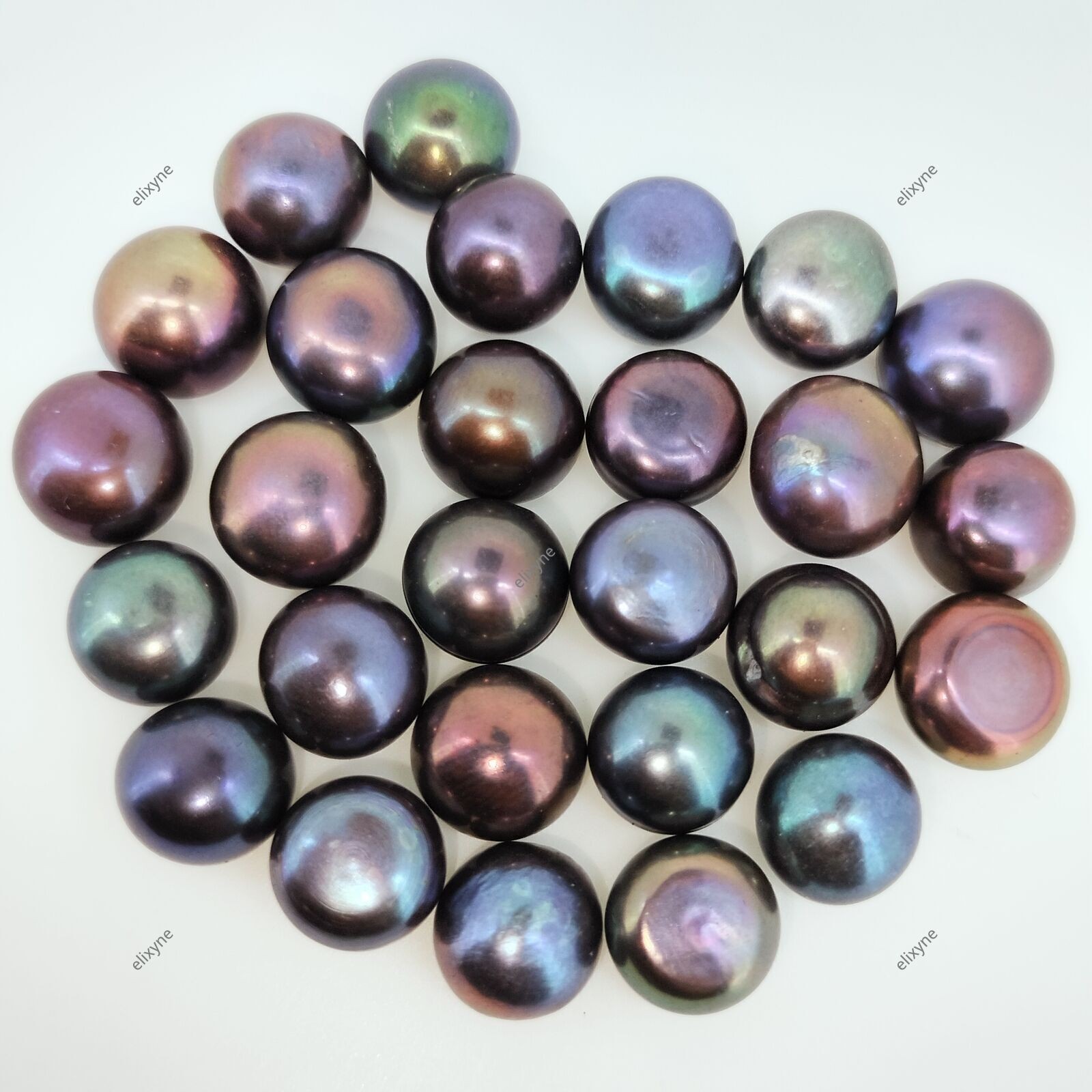 Natural Tahitian Pearl 50.50 Cts Round Flat Back Certified Gemstone Lot